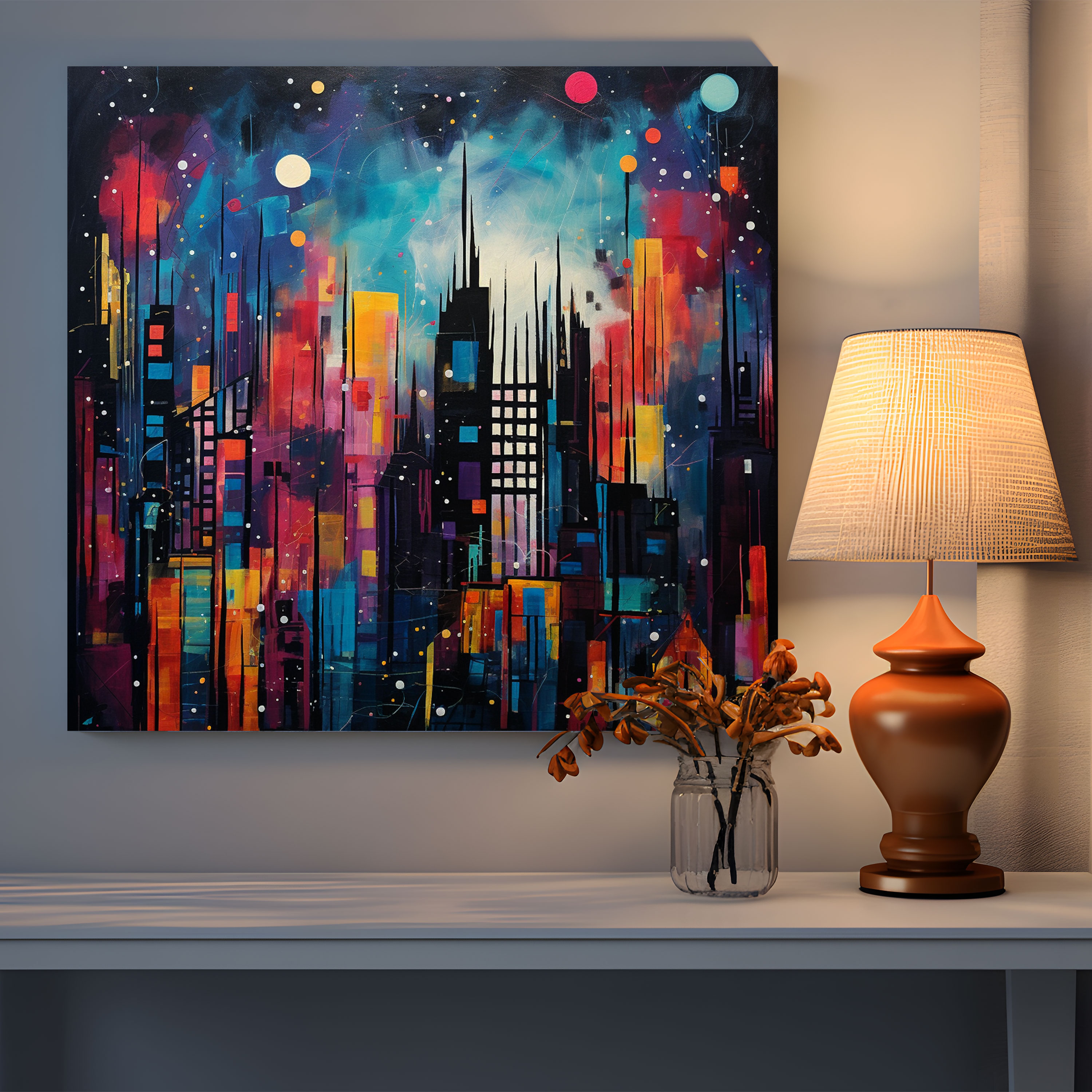 Midnight Cityscape Canvas Print - Midnight, Wall Decoration, Vibrant Colors, Midnight