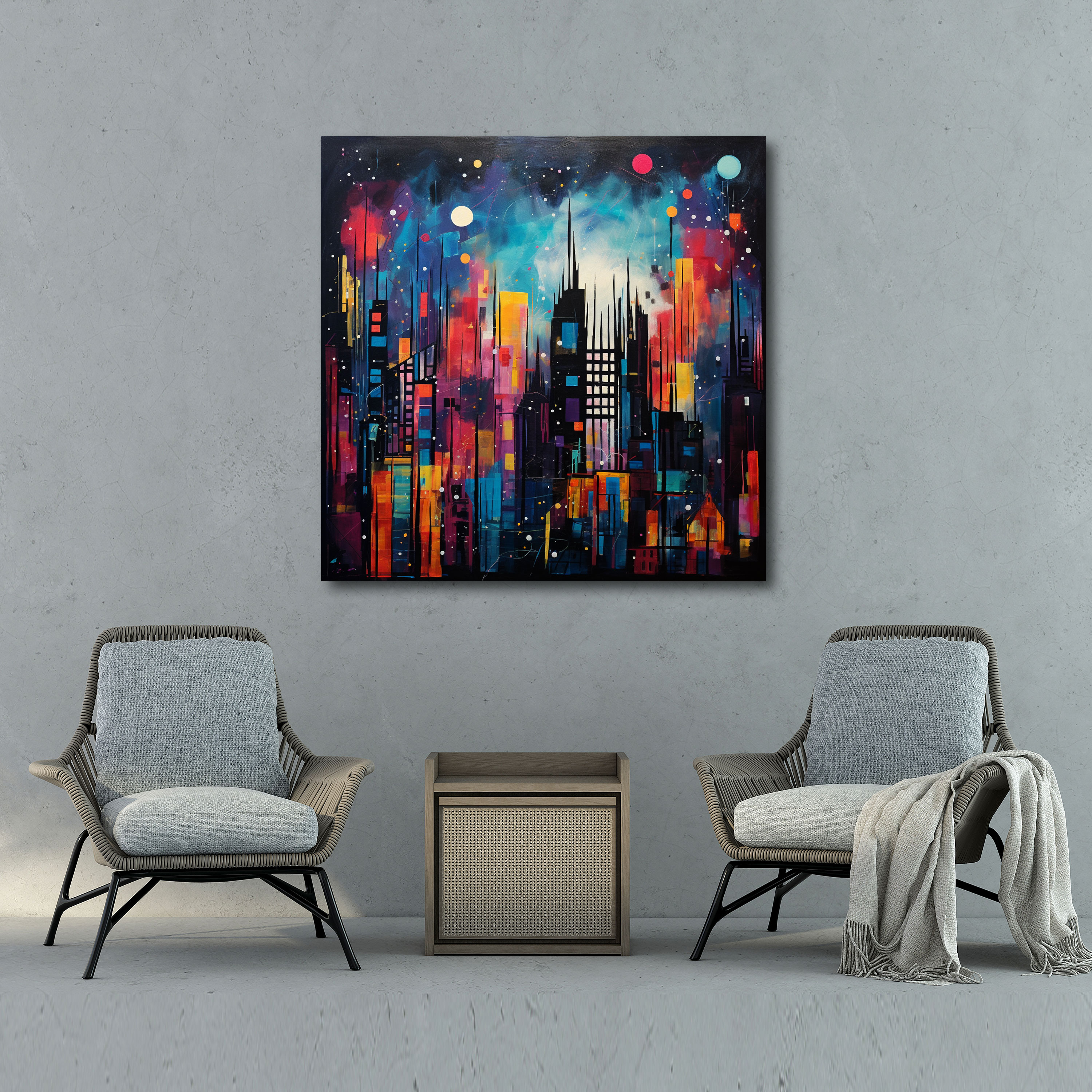 Midnight Cityscape Canvas Print - Midnight, Wall Decoration, Vibrant Colors, Midnight