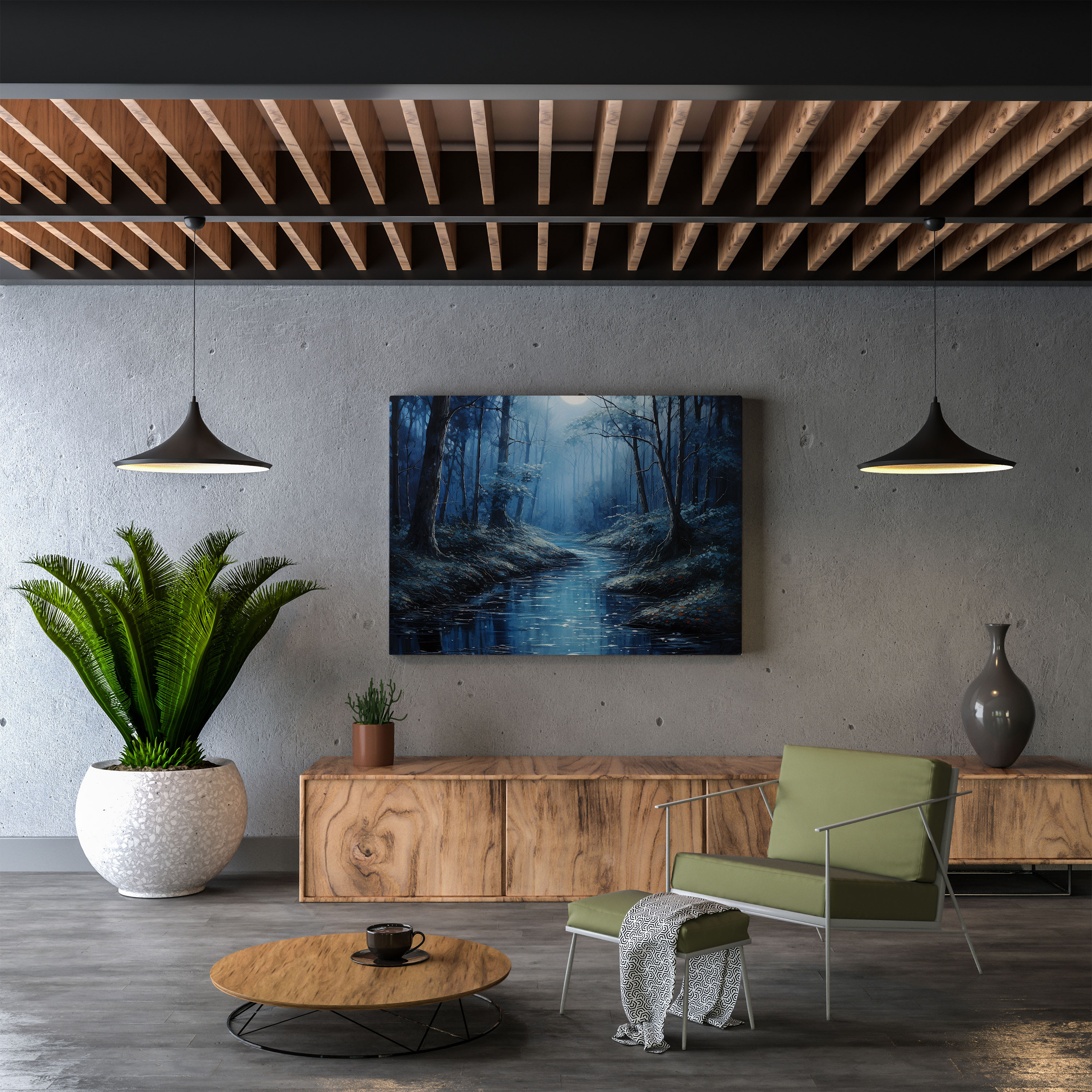 Midnight Forest Canvas Print - Midnight, Serene, Home Decoration, Canvas Wall Art