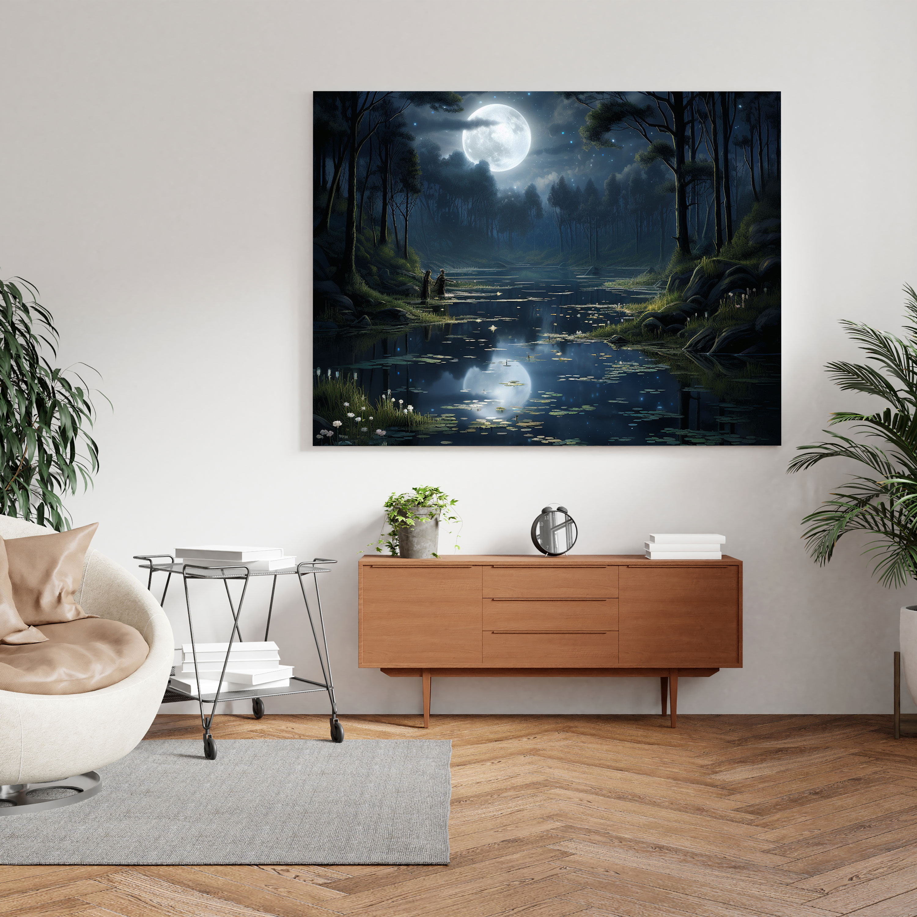 Midnight Lake Canvas Print - Midnight, Wall Decoration, Canvas Wall Art, Midnight