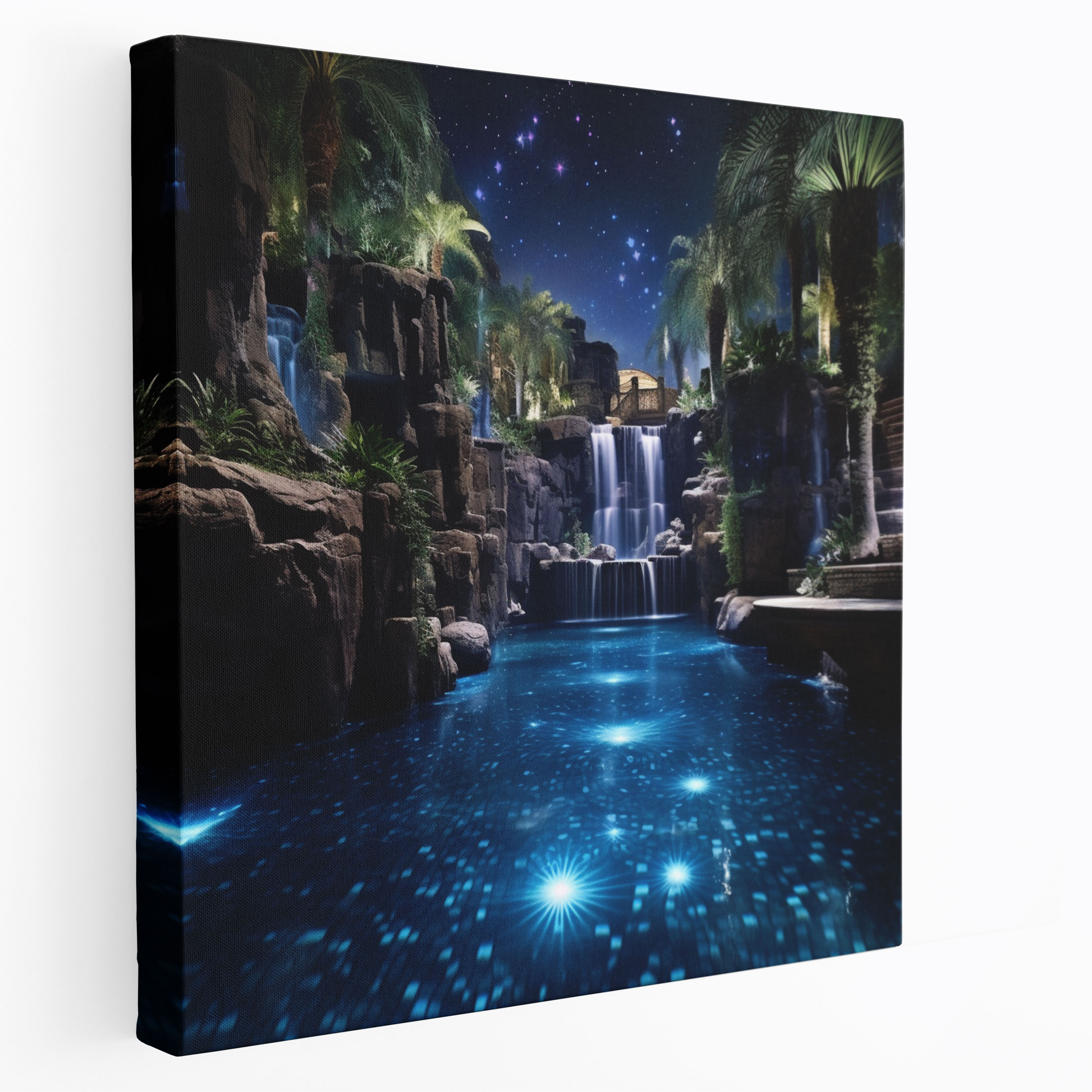 Midnight Waterfall Canvas Print - Midnight, Wall Decoration, Canvas, Waterfall