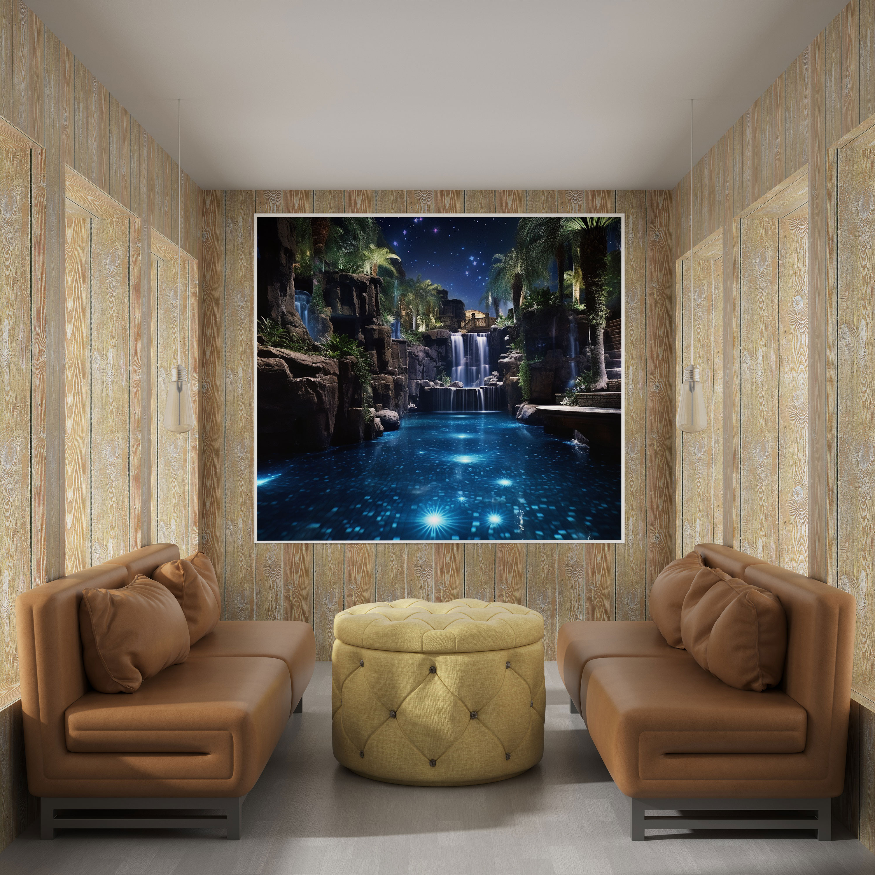 Midnight Waterfall Canvas Print - Midnight, Wall Decoration, Canvas, Waterfall