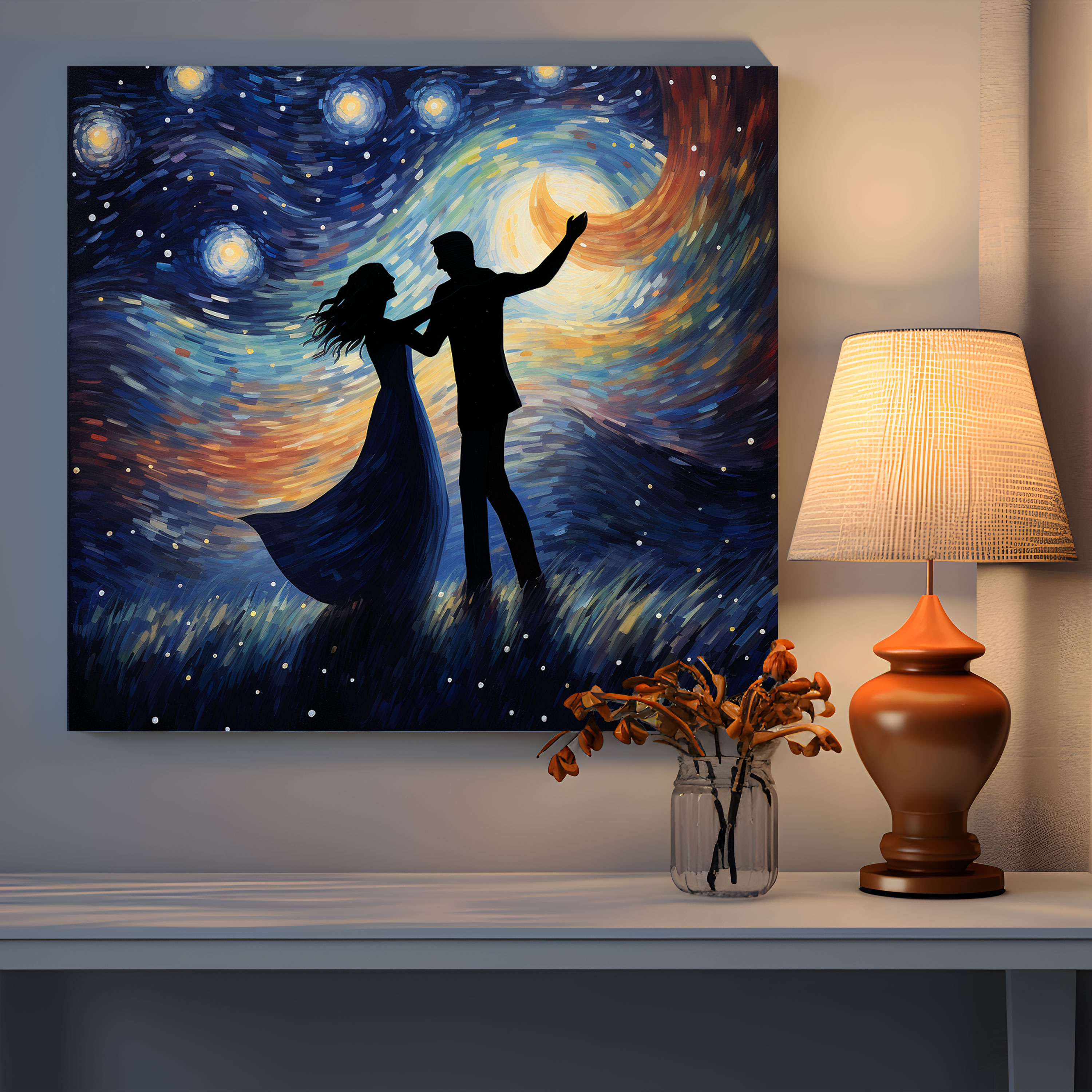 Gece Romantizmi Duvar Sanatı - Zamanın Ötesinde Bir Sembol Birlikte Olmak Tutku