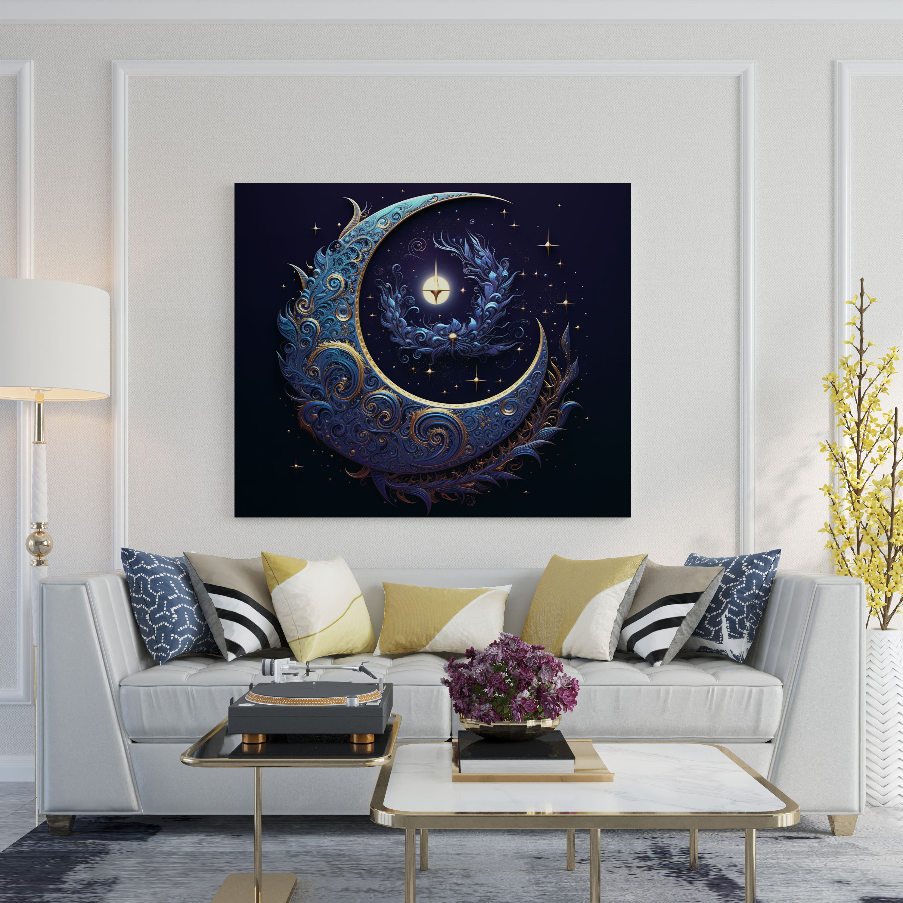 Mystic Moon Mandala Wall Decoration - Midnight, Canvas Print, Canvas, Mystique