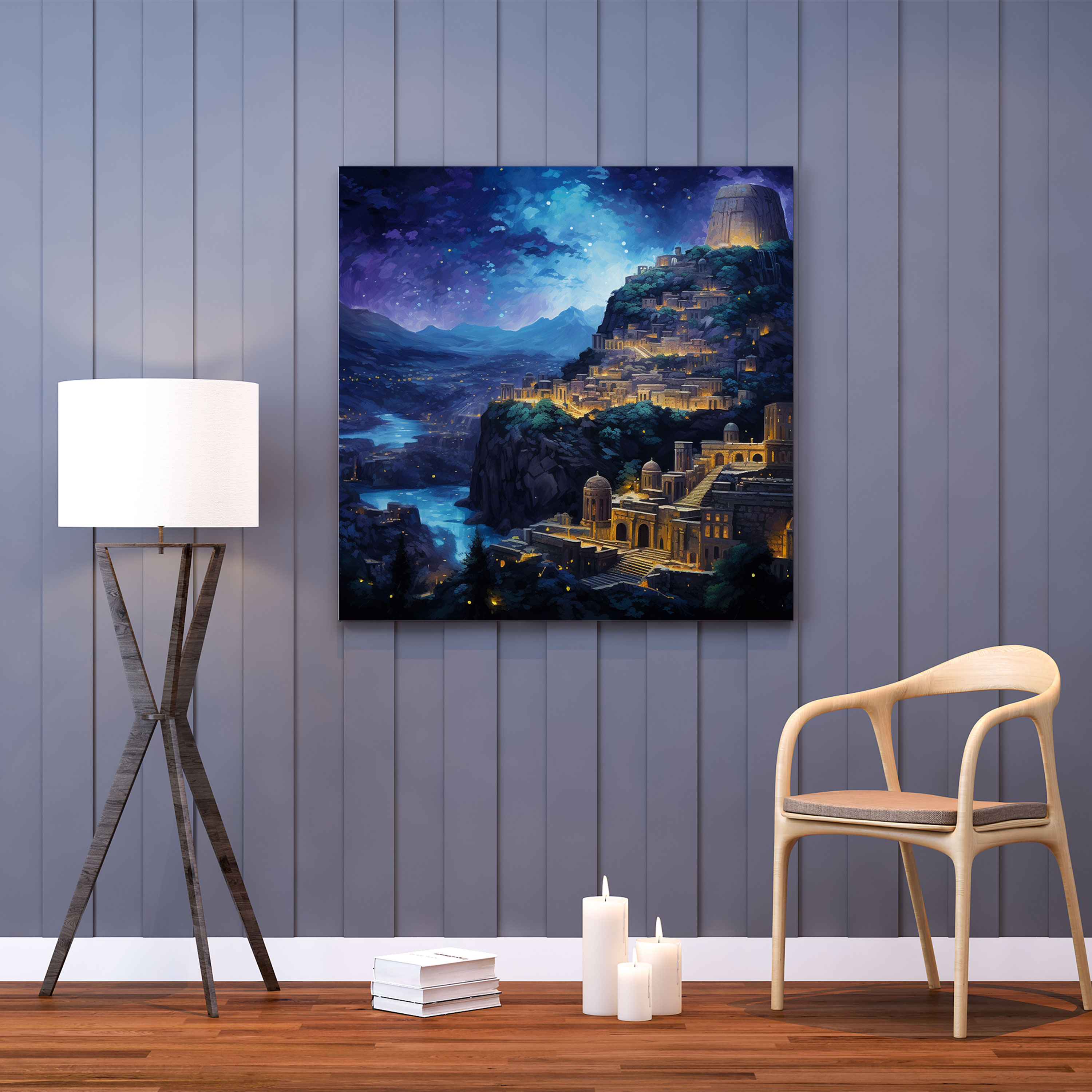 Middle Earth Wall Art - Ancient City - Middle Earth, Canvas Print, Starry Night Sky, Ancient City