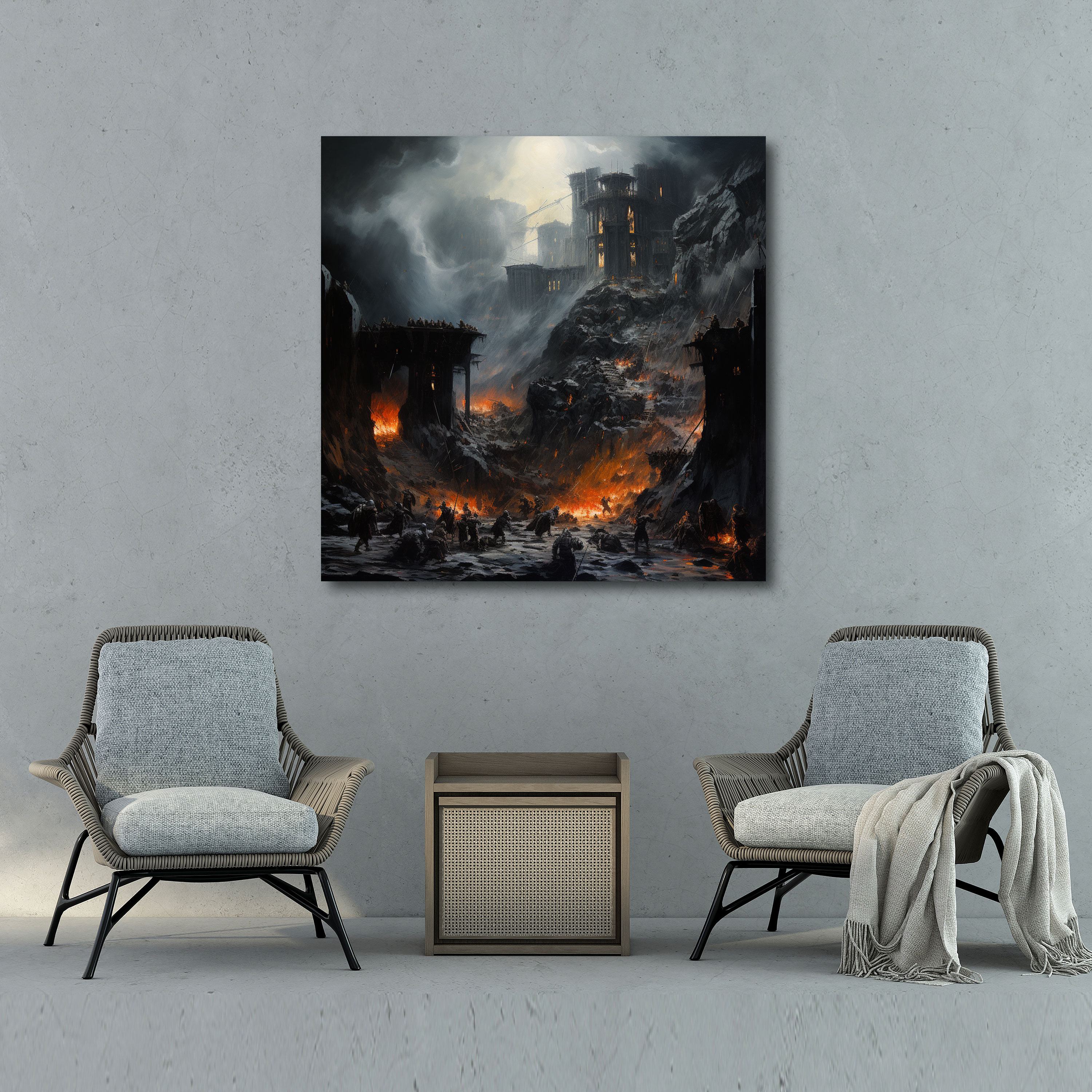 Middle Earth Wall Art - Battle Of Helm's Deep Acrylic Painting - Middle Earth, Battle Of Helm's Deep, Forces Of Good And Evil, Canvas Wall Art