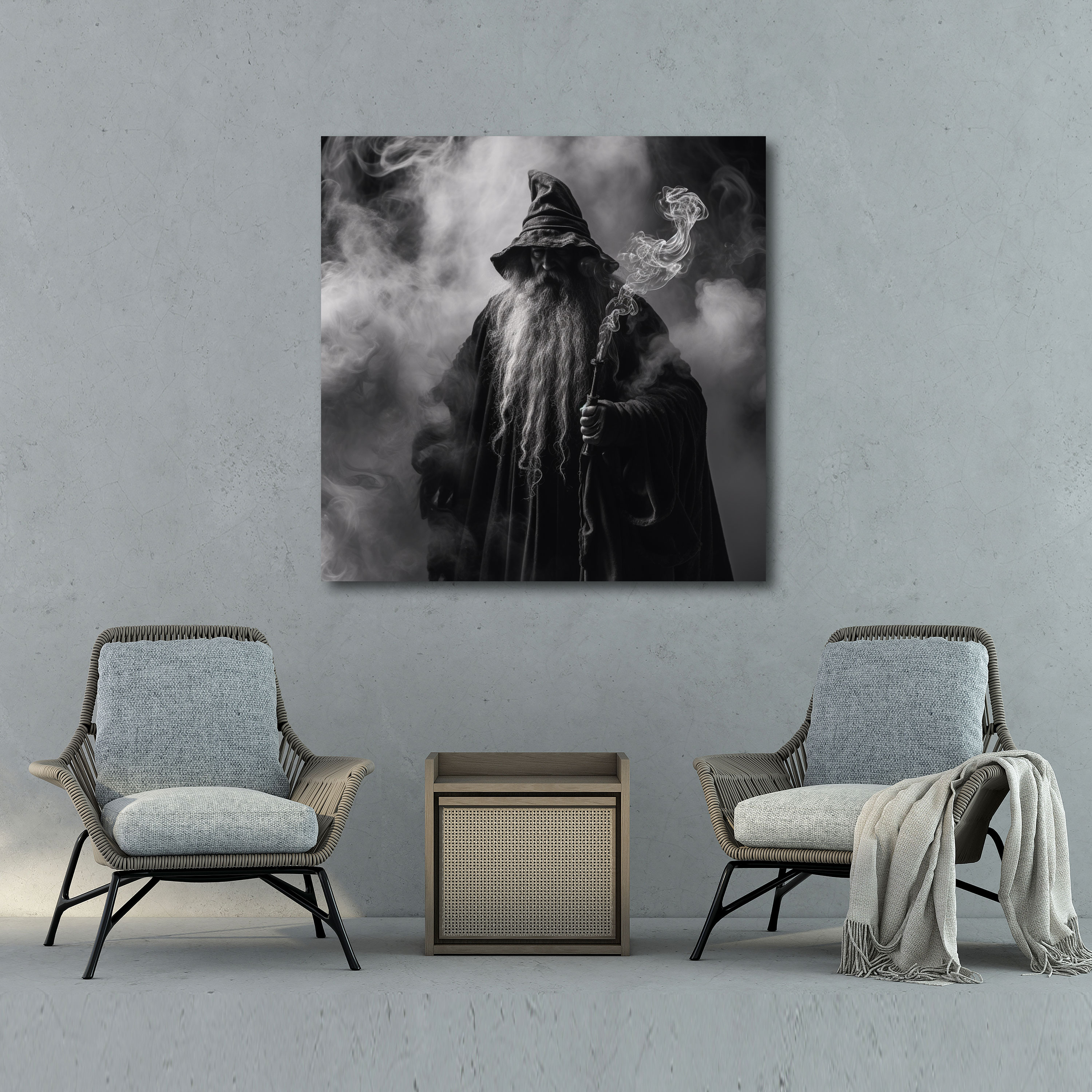 Middle Earth Canvas Print - Gandalf's Staff Black And White Photograph - Middle Earth, Home Decoration, Canvas, Middle Earth