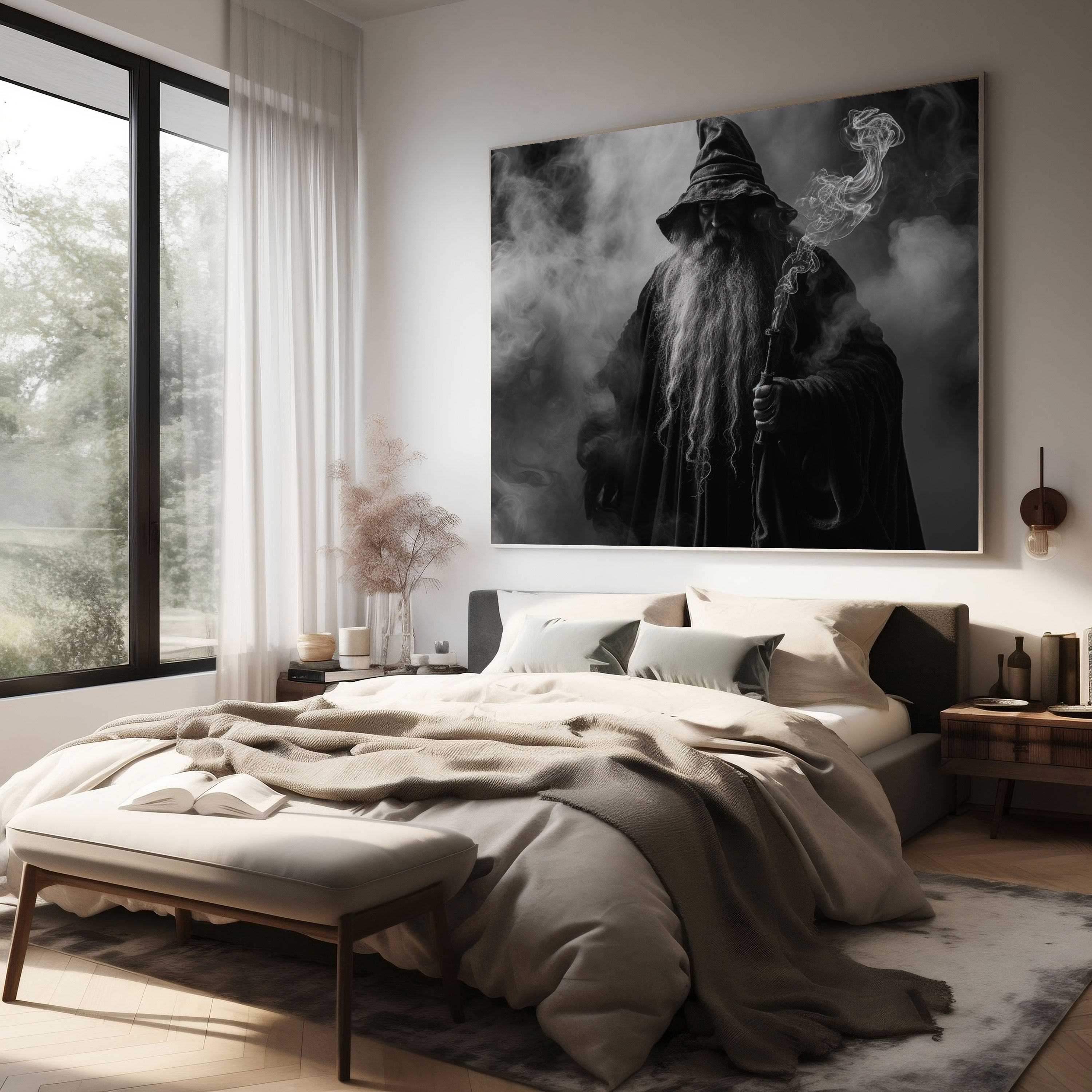 Middle Earth Canvas Print - Gandalf's Staff Black And White Photograph - Middle Earth, Home Decoration, Canvas, Middle Earth