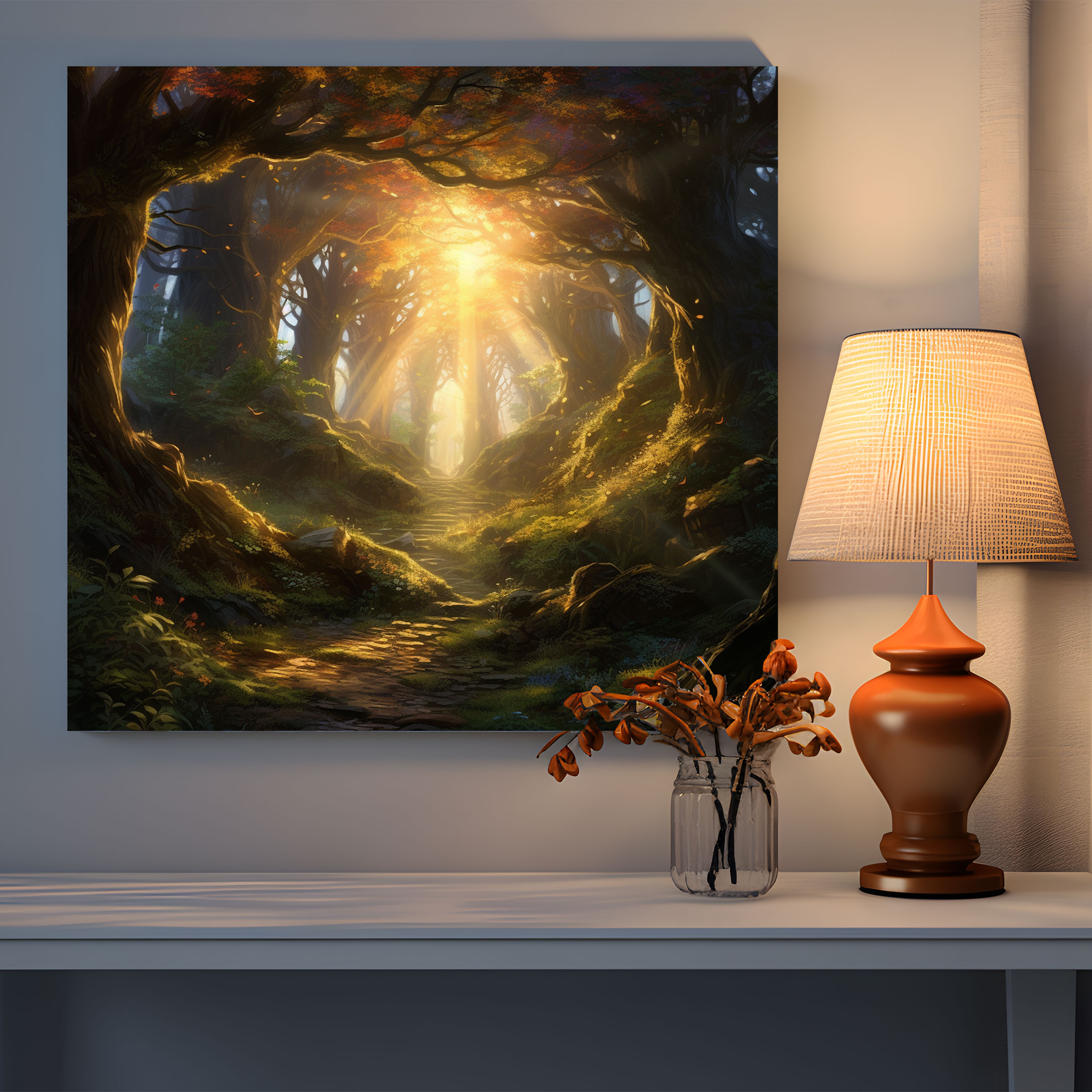 Middle Earth Wall Art: Enchanting Forest - Middle Earth, Sunlight, Canvas, Home Decoration