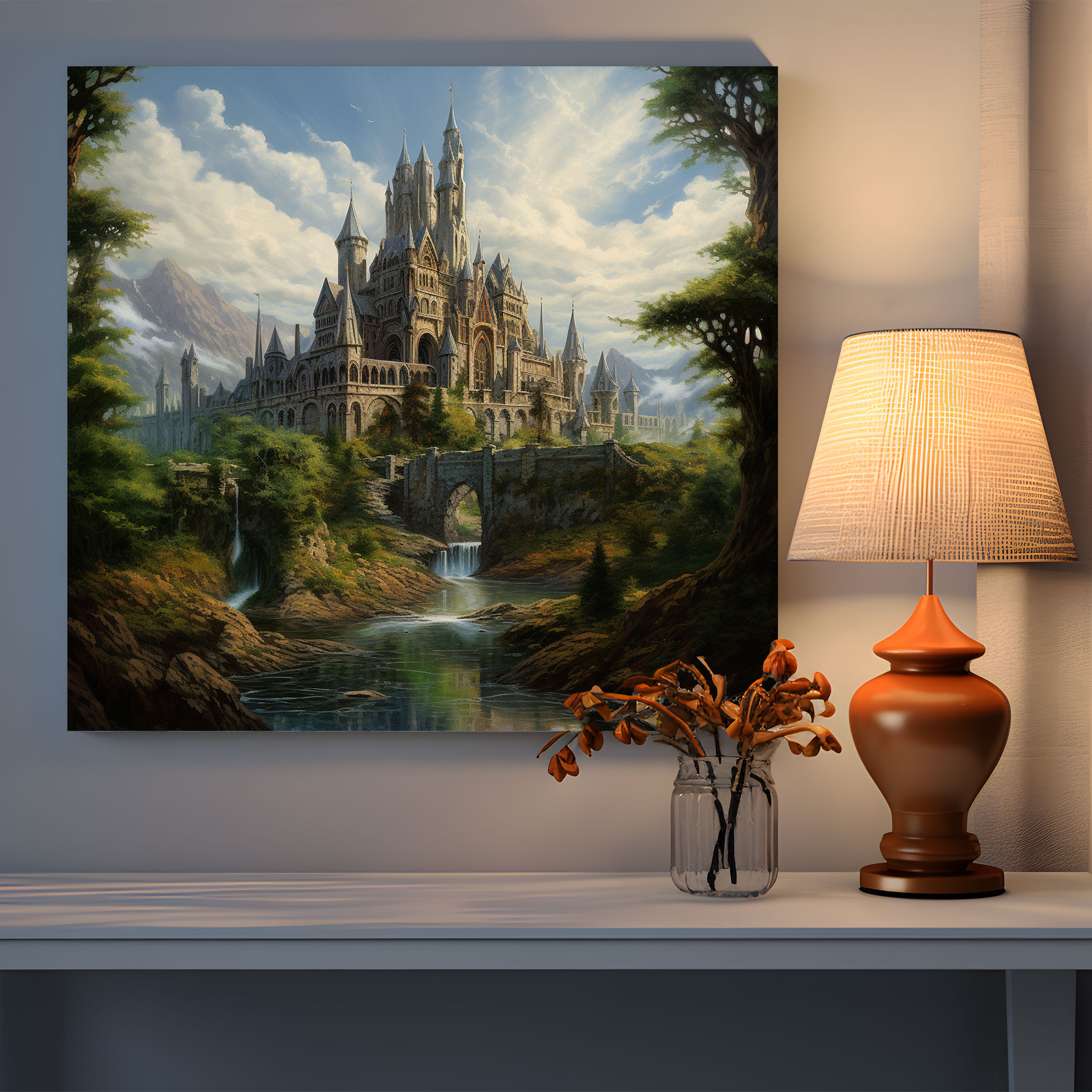 Middle Earth Wall Art: Majestic Castle - Middle Earth, Enchanting Realm, Canvas, Middle Earth