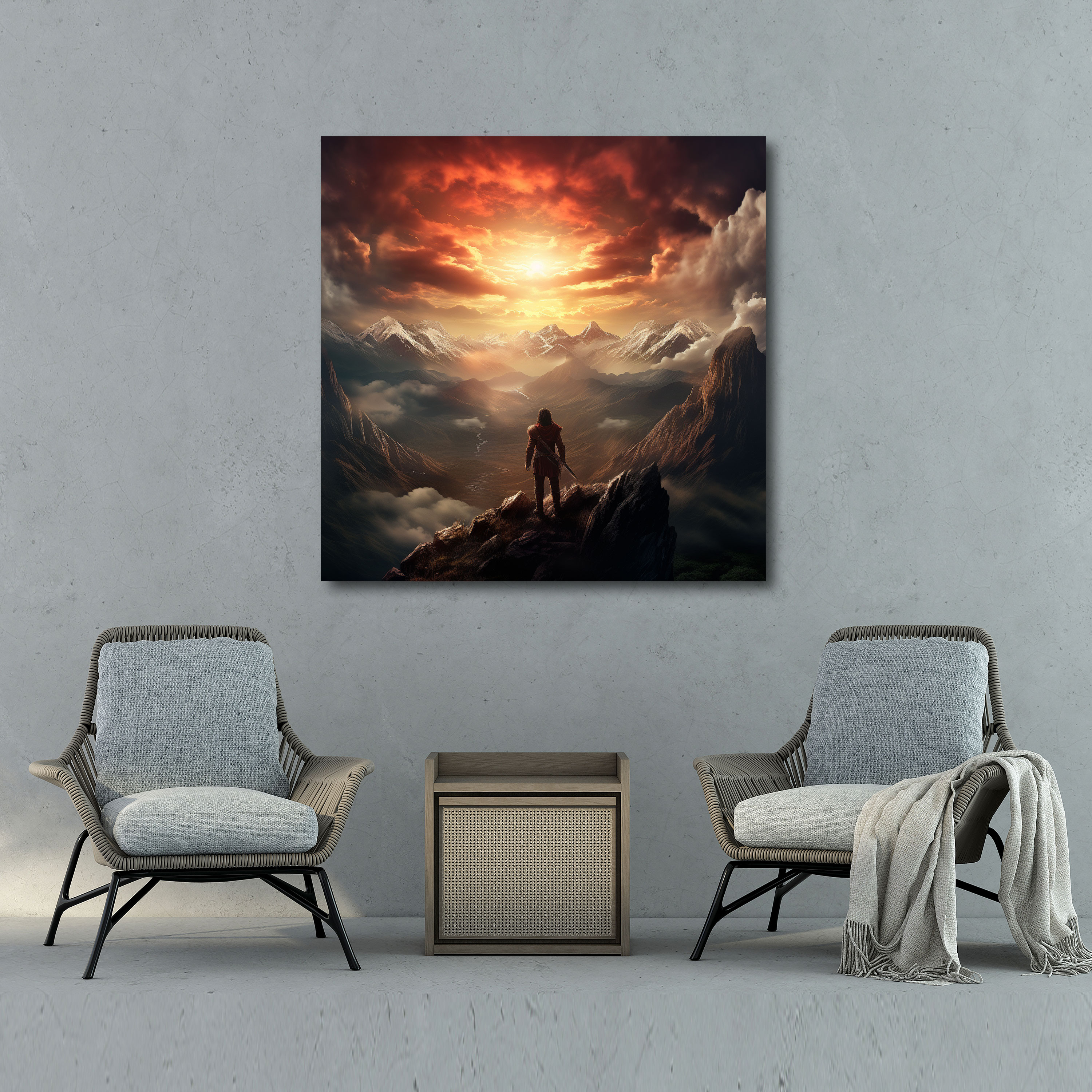 Middle Earth Canvas Print: Brave Warrior - Middle Earth, Brave Warrior, Canvas, Majestic Mountain