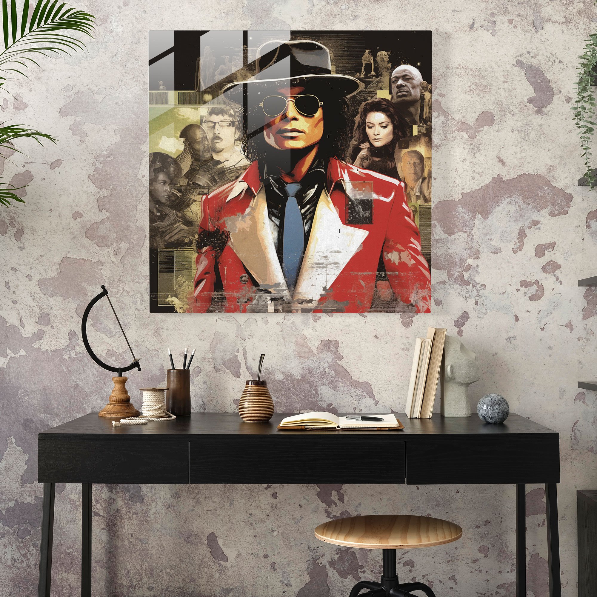 Micheal Jackson Glasbild - Modernes Glasbild von Micheal Jackson zeitgenössische Kunst