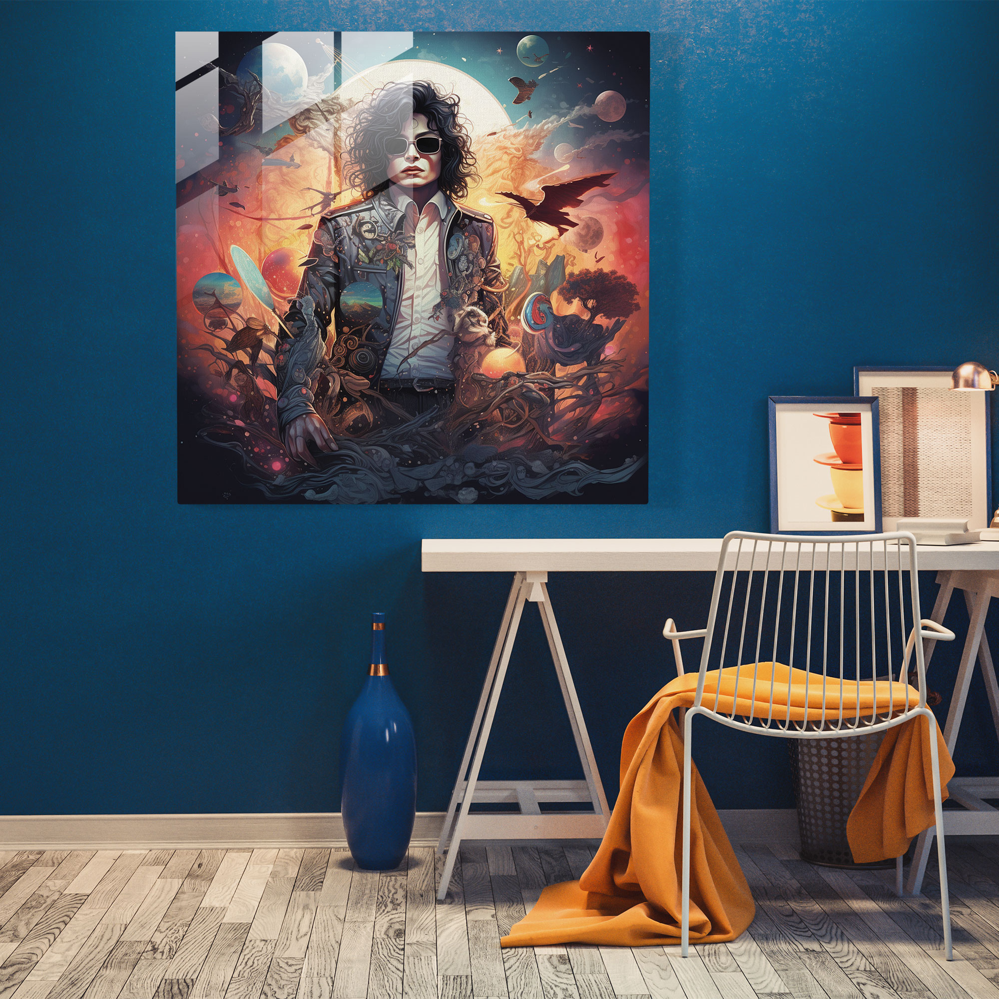 Micheal Jackson Glass Wall Art - Micheal Jackson, Surreal Illustration, Captivating, Wall Decoration