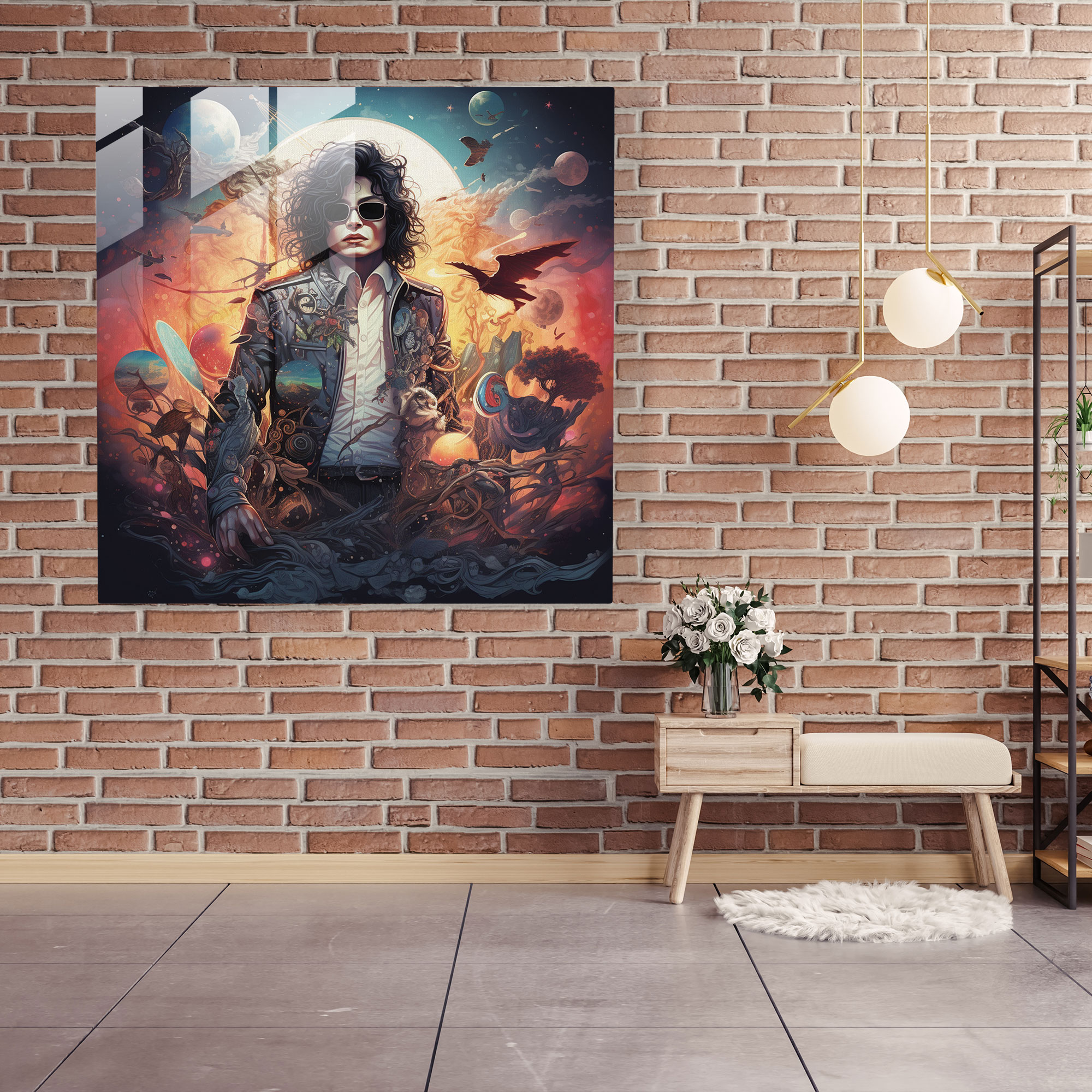 Micheal Jackson Glass Wall Art - Micheal Jackson, Surreal Illustration, Captivating, Wall Decoration