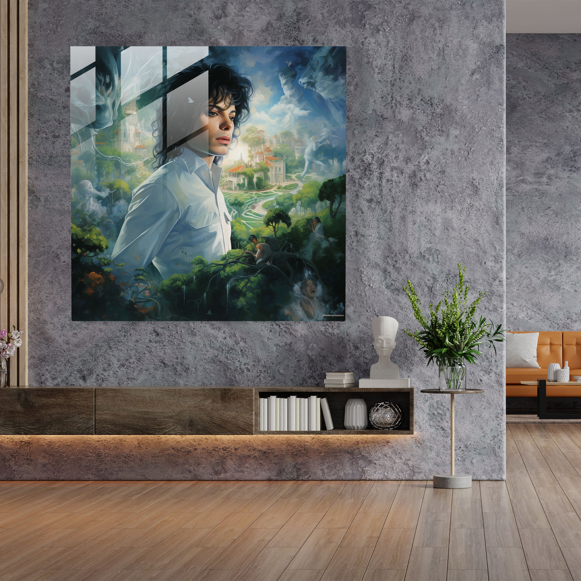 Michael Jackson Glass Print - Micheal Jackson, Surreal Dreamscape, Glass Wall Art, Home Decoration