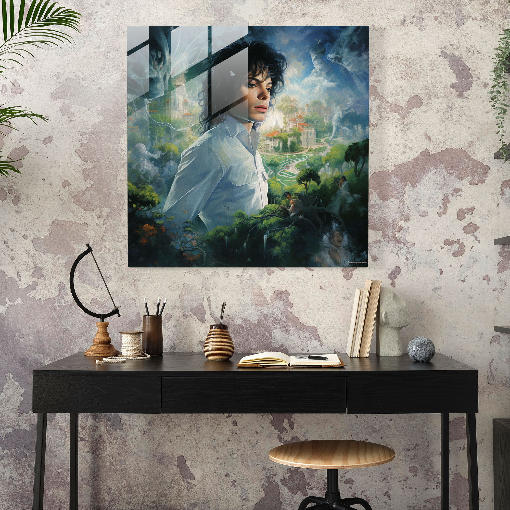 Michael Jackson Glass Print - Micheal Jackson, Surreal Dreamscape, Glass Wall Art, Home Decoration