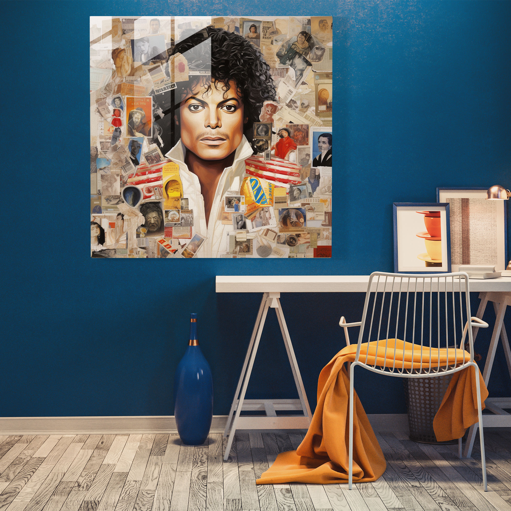 Michael Jackson Glass Print - Micheal Jackson, Glass Art, Album Covers, Modern Art