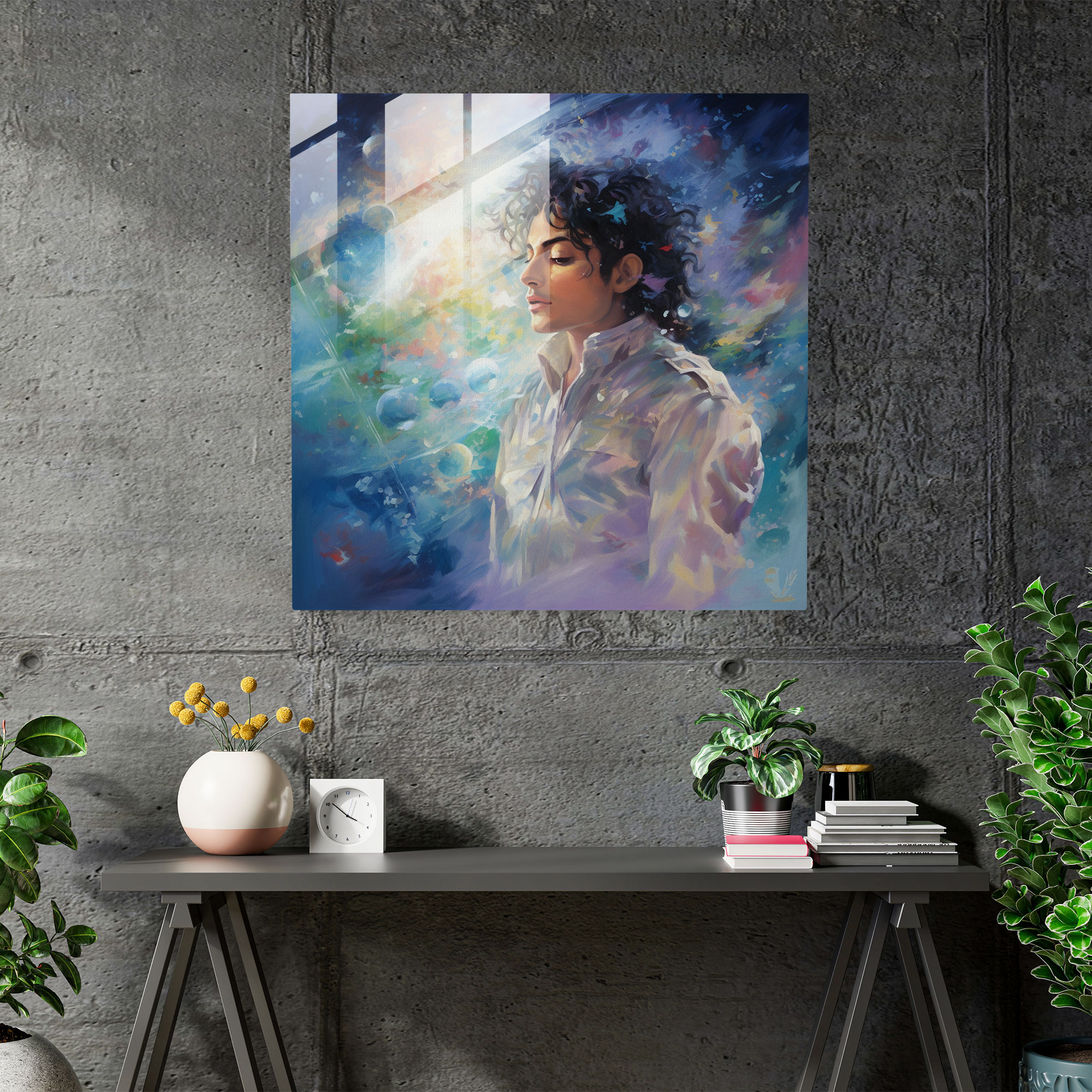 Michael Jackson Glass Print - Micheal Jackson, Home Decoration, Wall Decoration, Impressionist Painting