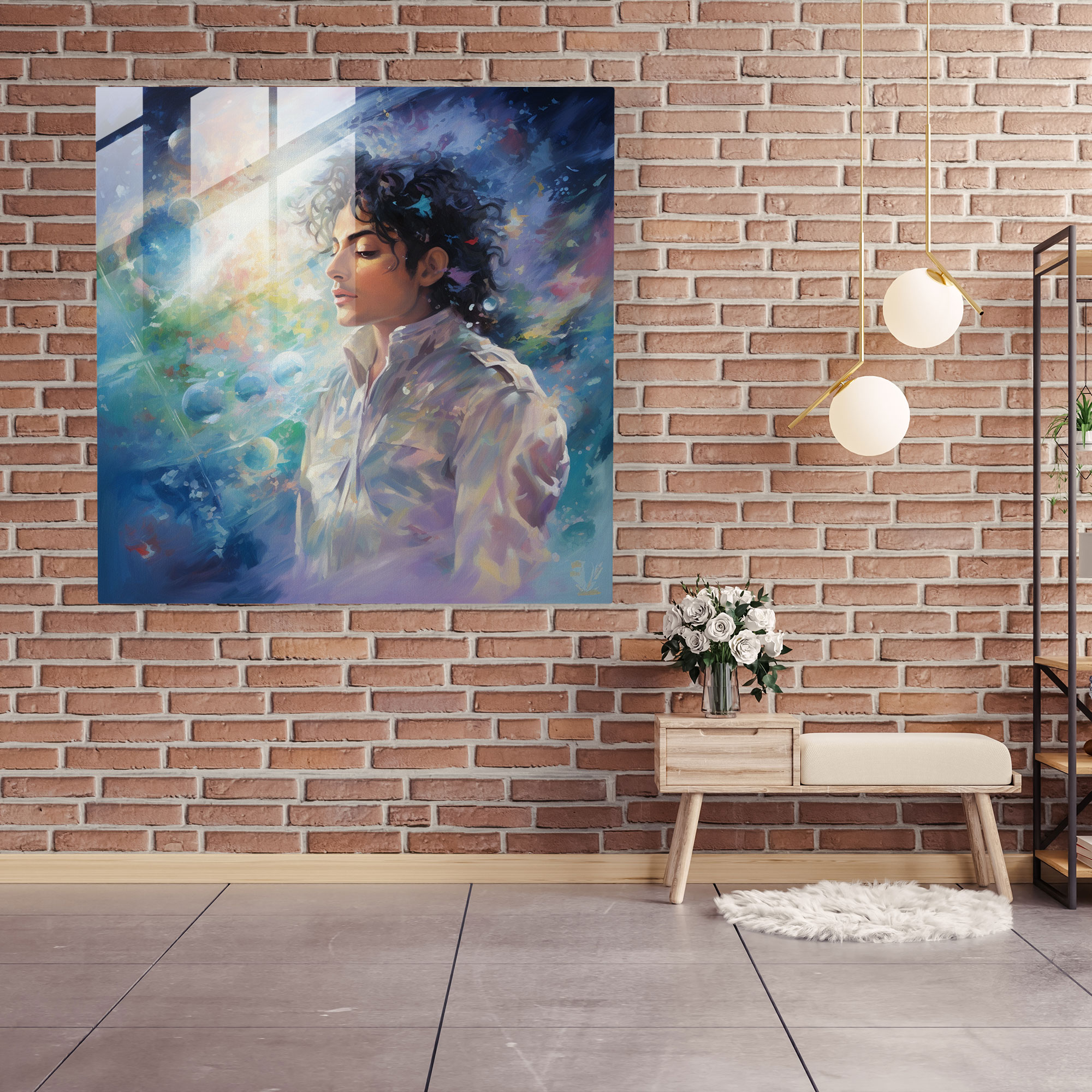 Michael Jackson Glass Print - Micheal Jackson, Home Decoration, Wall Decoration, Impressionist Painting