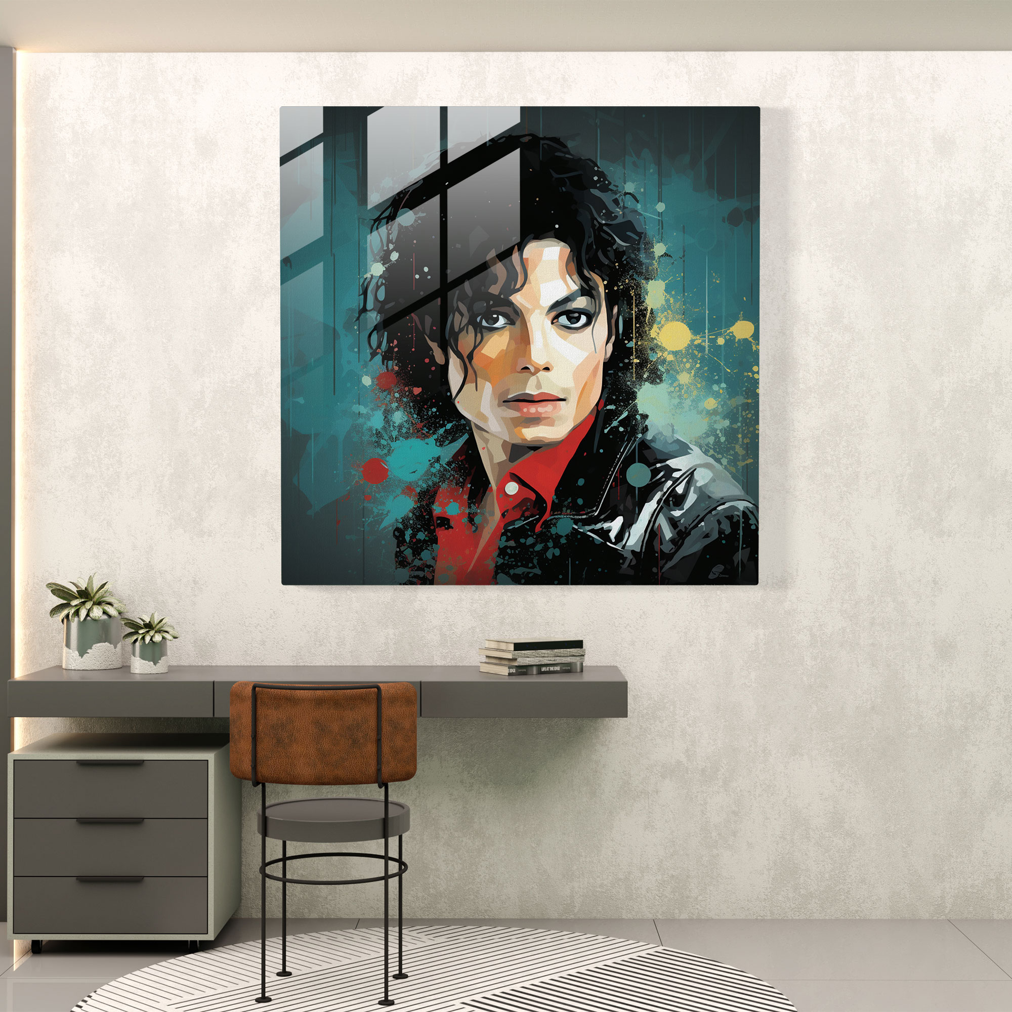 Glasbild Michael Jackson im Retro-Stil - Michael Jackson Glas Kunst Vintage Look Moderne Kunst