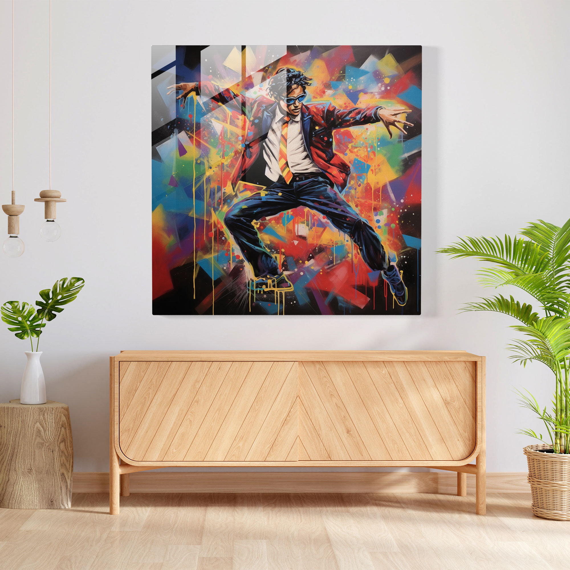 Glasbild Michael Jackson Graffiti - Moderne Kunst Zuhause Dekoration