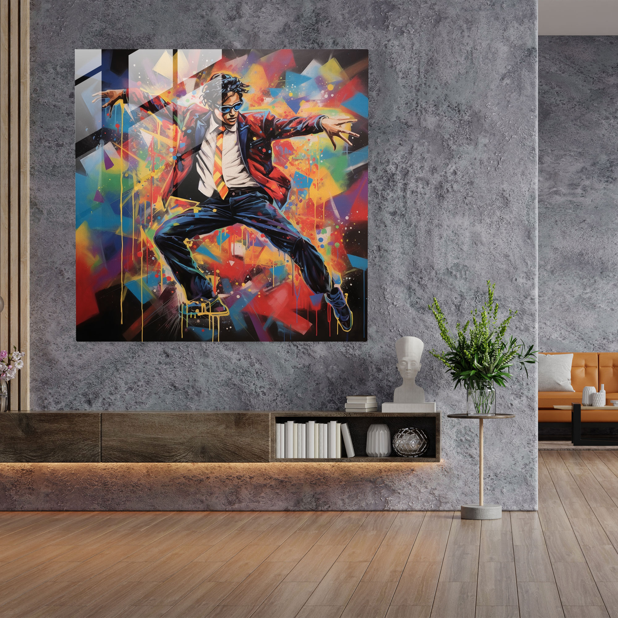 Glasbild Michael Jackson Graffiti - Moderne Kunst Zuhause Dekoration