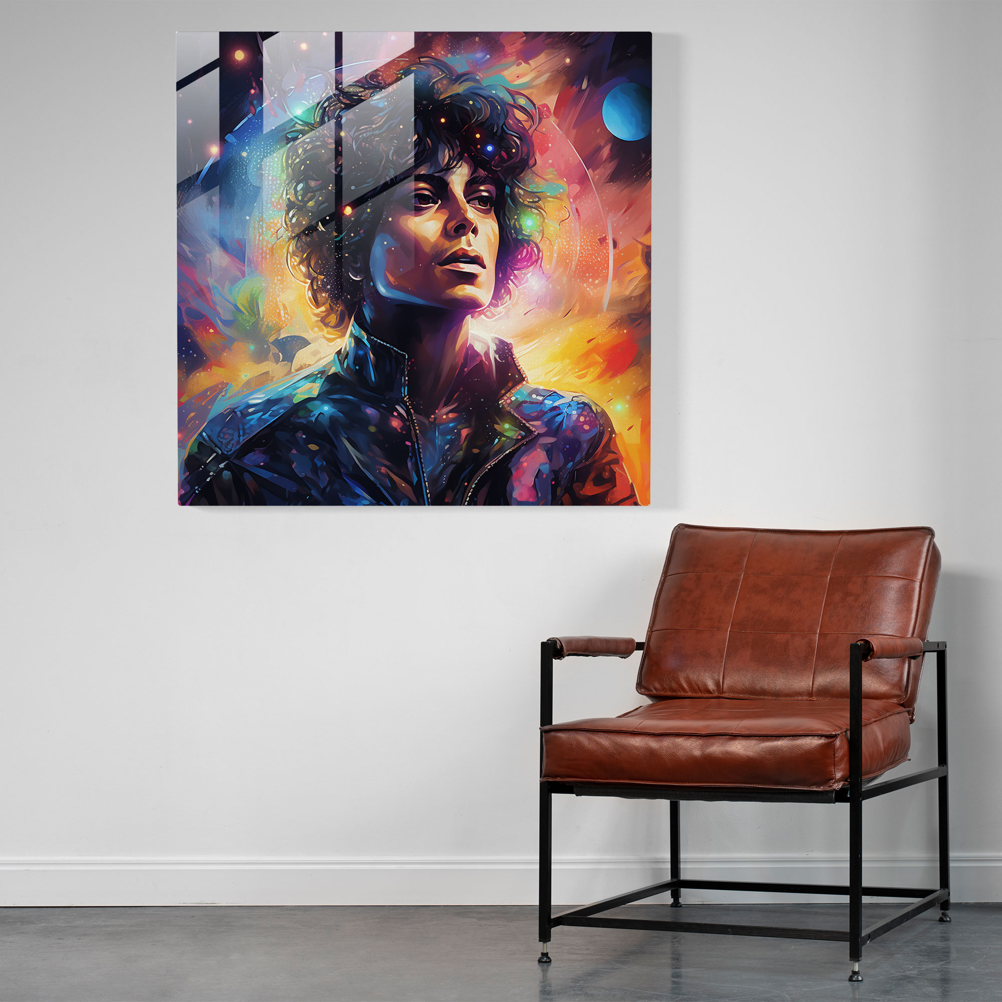 Michael Jackson Galaxy Glass Print - Micheal Jackson, Home Decoration, Michael Jackson, Digital Painting