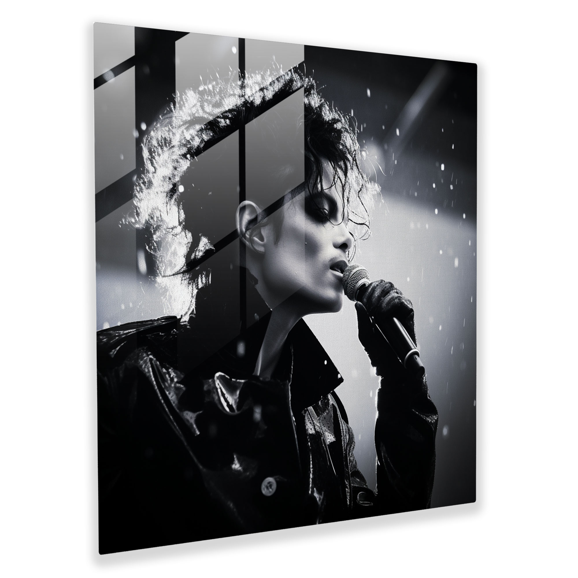 Michael Jackson Monochrome Glass Print - Micheal Jackson, Monochrome Photograph, Glass Art, Home Decoration