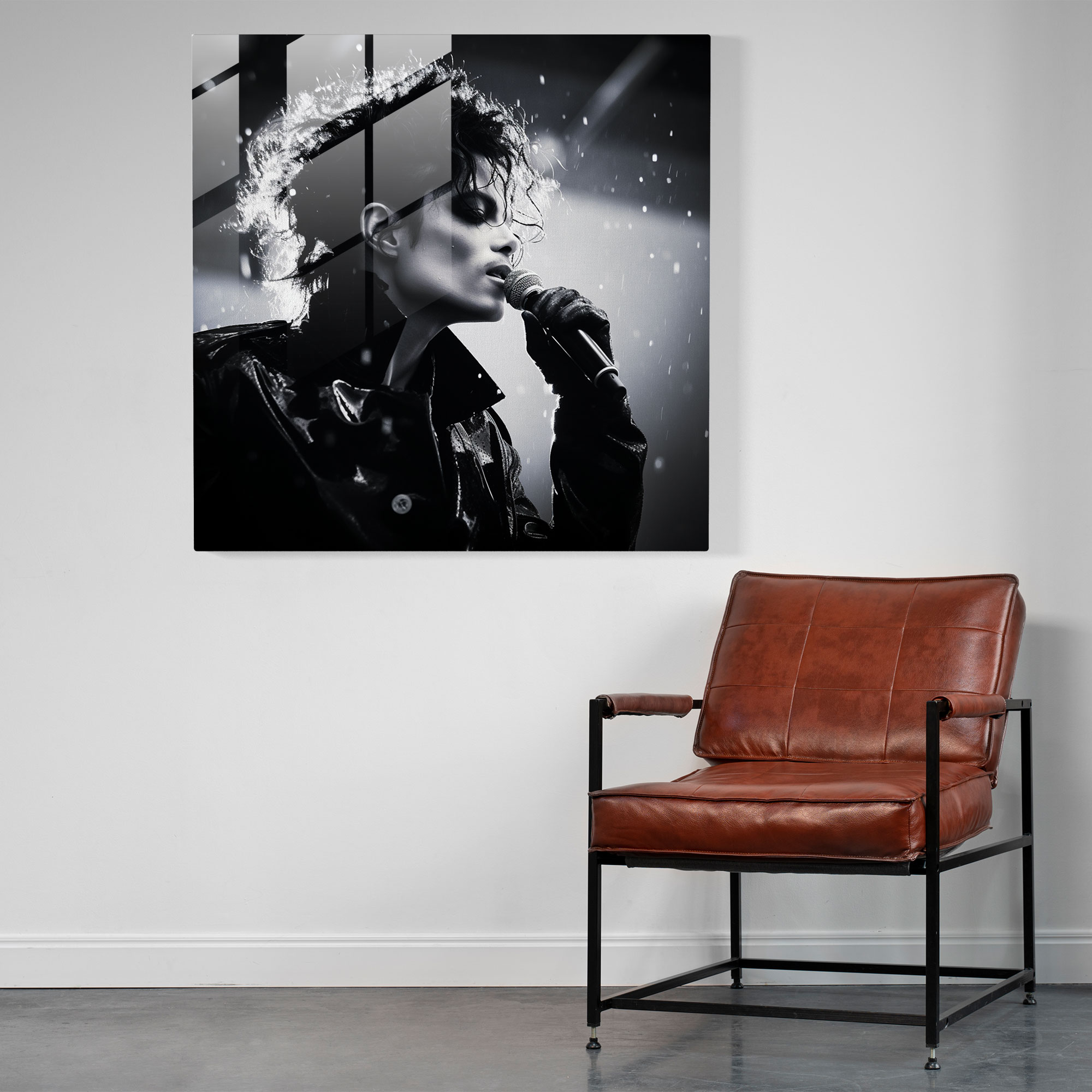Michael Jackson Monochrome Glass Print - Micheal Jackson, Monochrome Photograph, Glass Art, Home Decoration