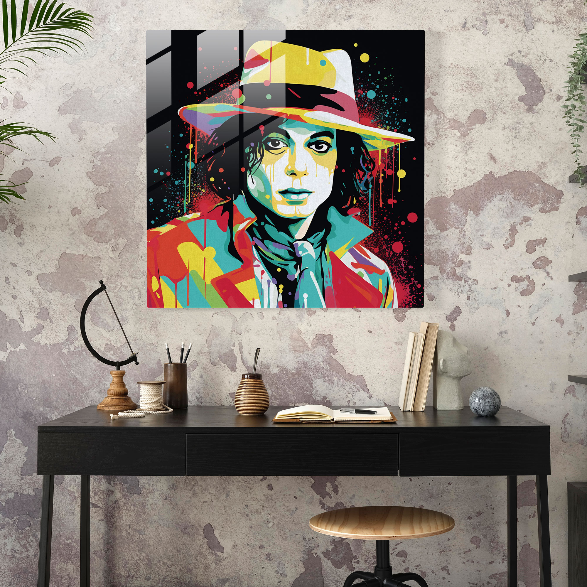 Michael Jackson Pop Art Glasbild - Michael Jackson Glas Wandkunst Pop Art Glasbild