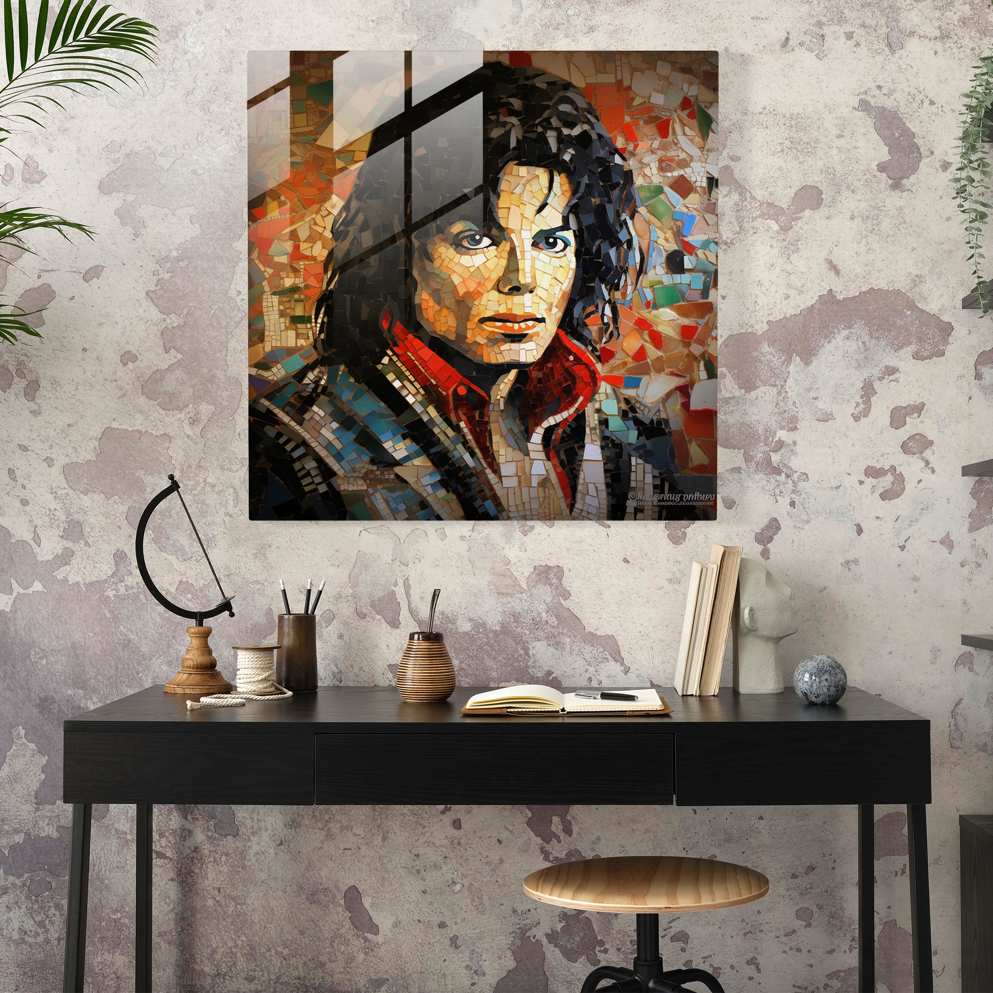Micheal Jackson Collage Glasbild - Moderne Kunst Mosaik