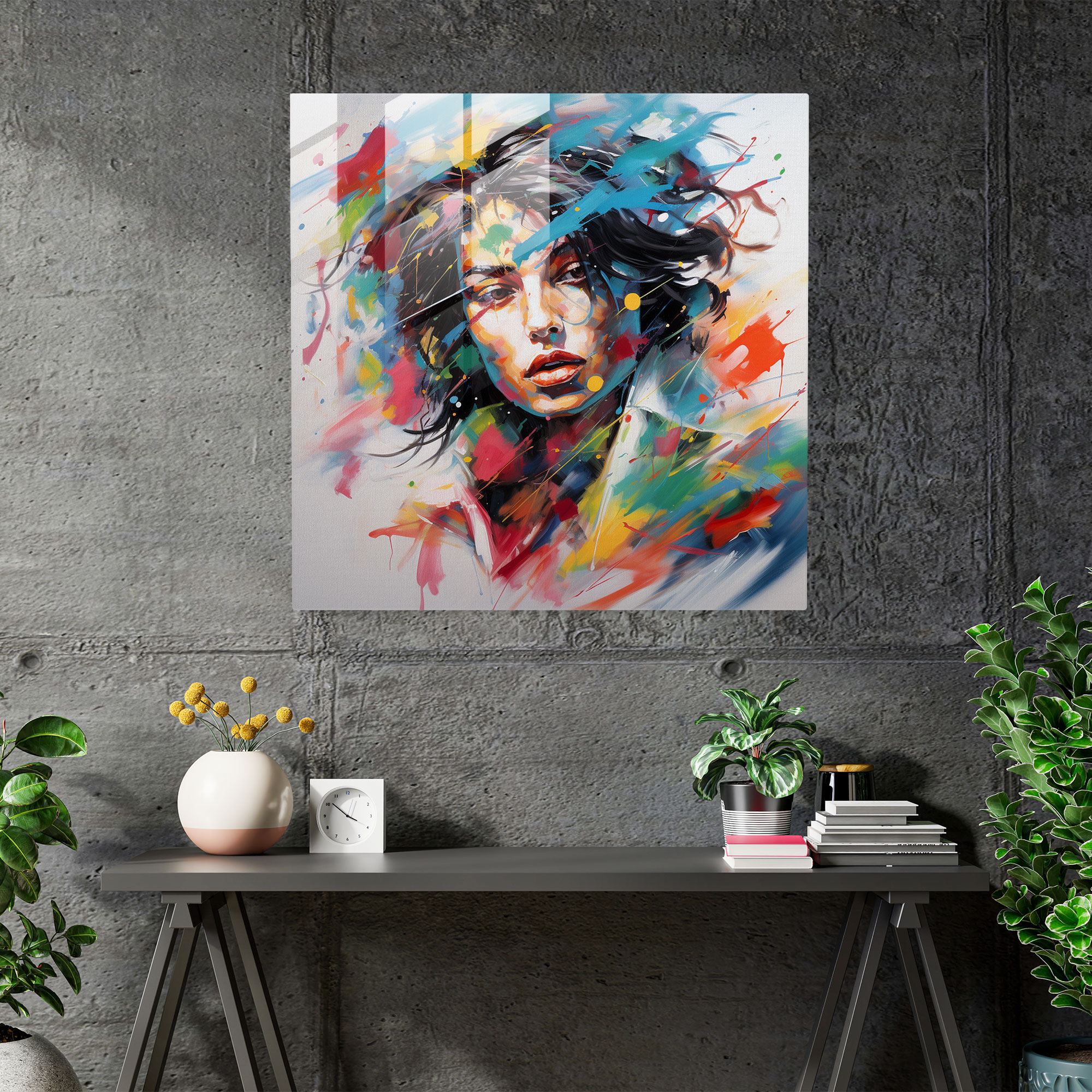 Michael Jackson Abstract Glass Print - Micheal Jackson, Abstract Painting, Home Decoration, Vibrant Colors