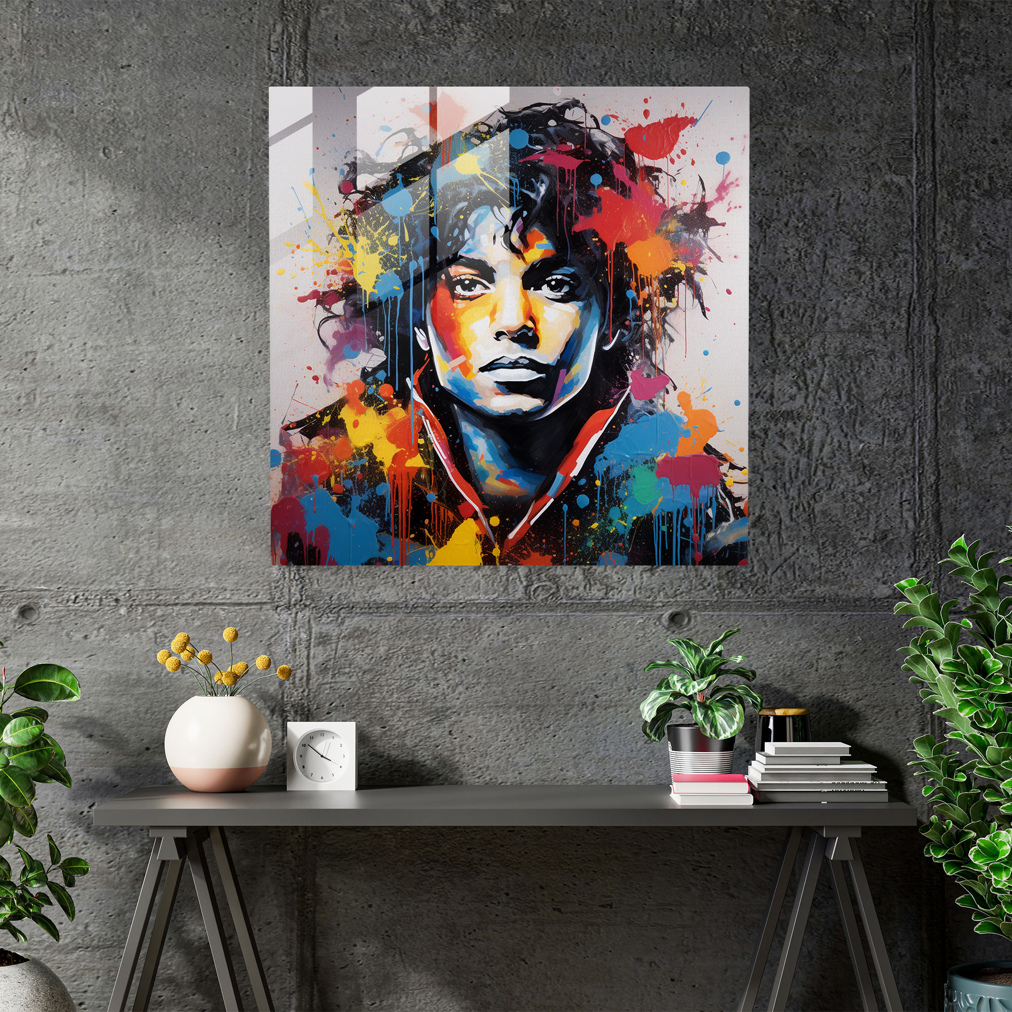 Glasbild mit Michael Jackson Graffiti - Michael Jackson Graffiti Glas Wandkunst