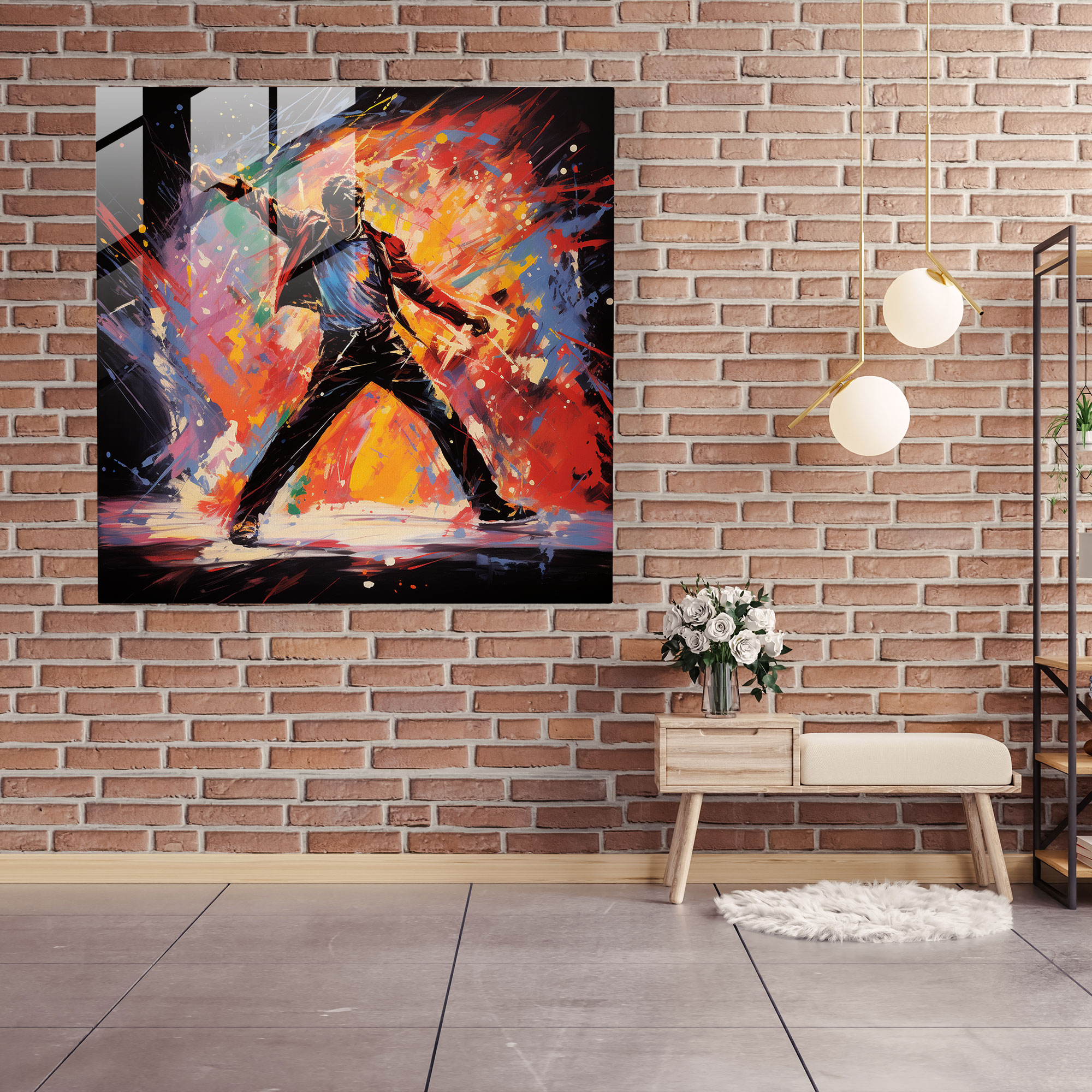 Glasbild Michael Jackson - Modernes abstraktes Tanzsilhouette - Wanddekoration Tanzsilhouette.