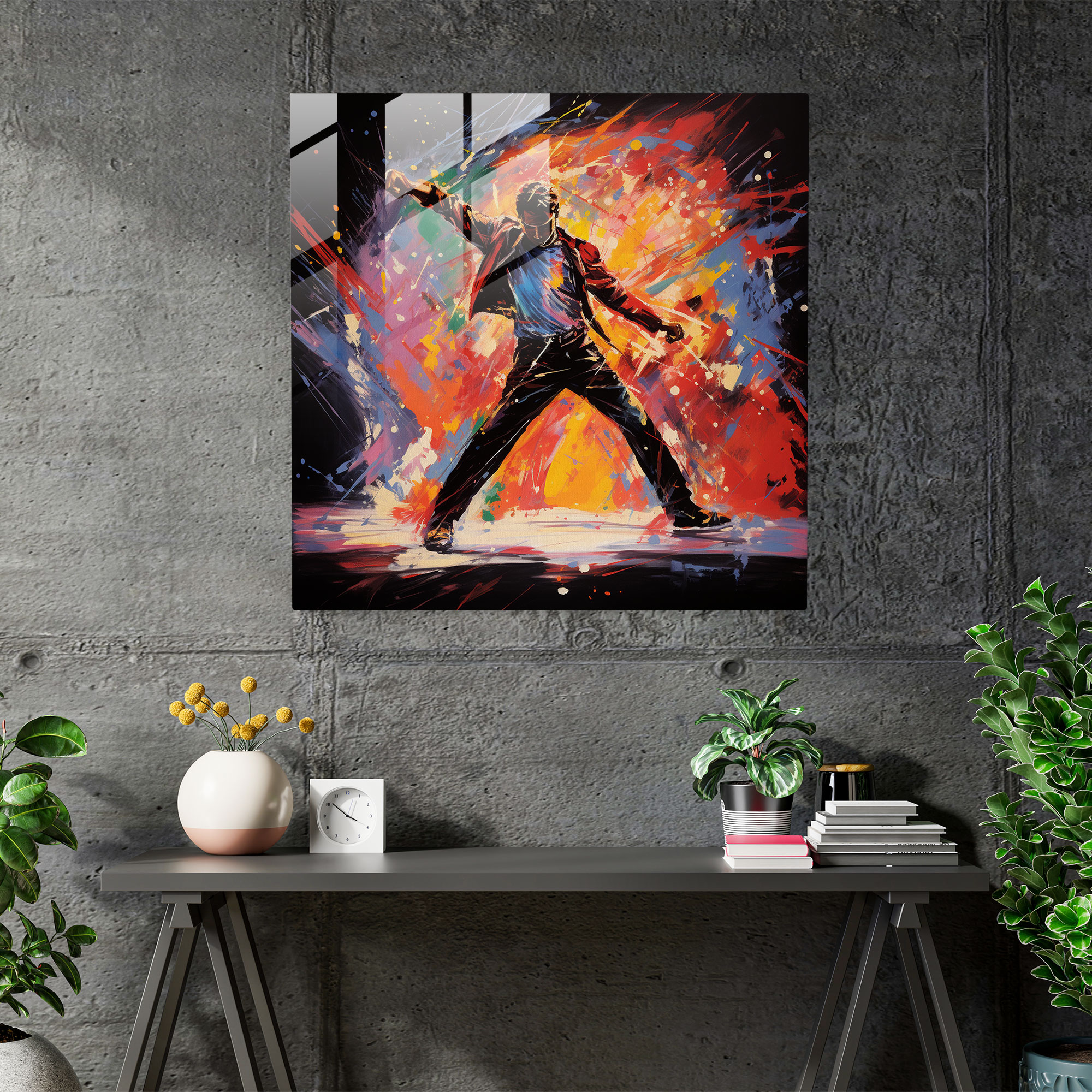 Glasbild Michael Jackson - Modernes abstraktes Tanzsilhouette - Wanddekoration Tanzsilhouette.