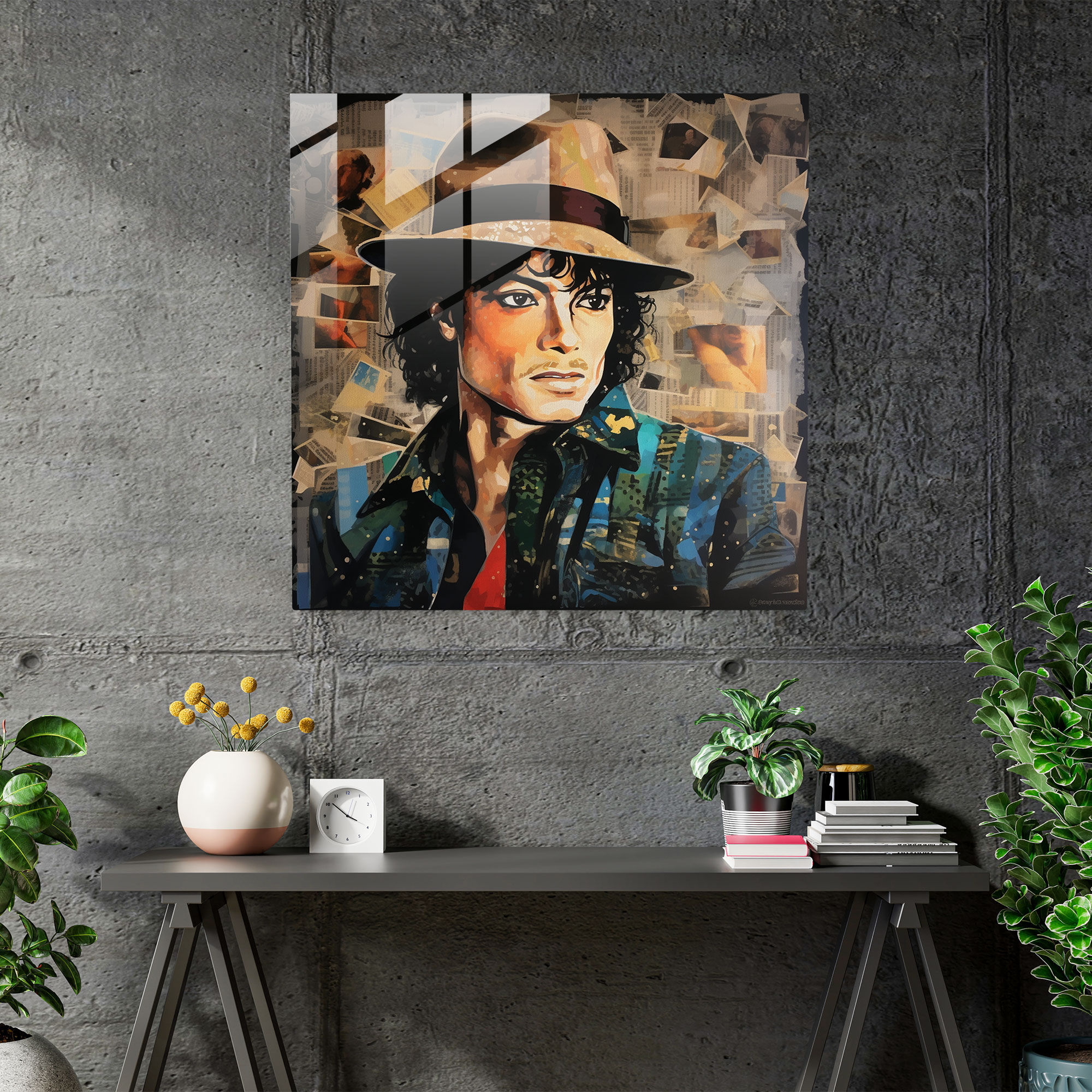Glasbild von Michael Jackson - Collage unvergesslicher Momente - Wanddekoration modern.