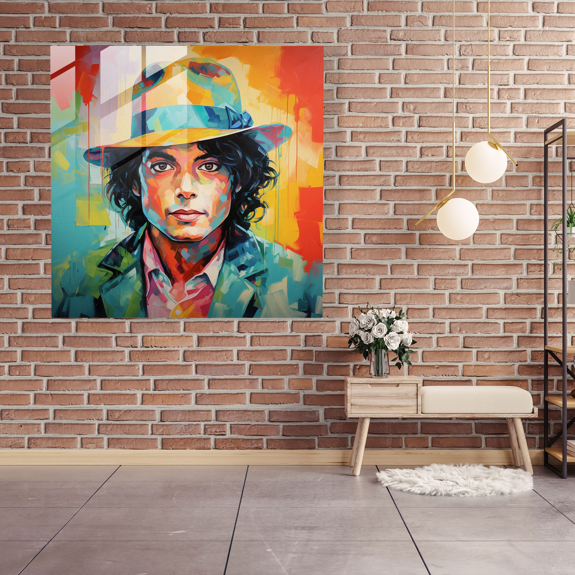 Michael Jackson Pop Art Glass Print - Micheal Jackson, Glass Art, Colorful Portrait, Michael Jackson
