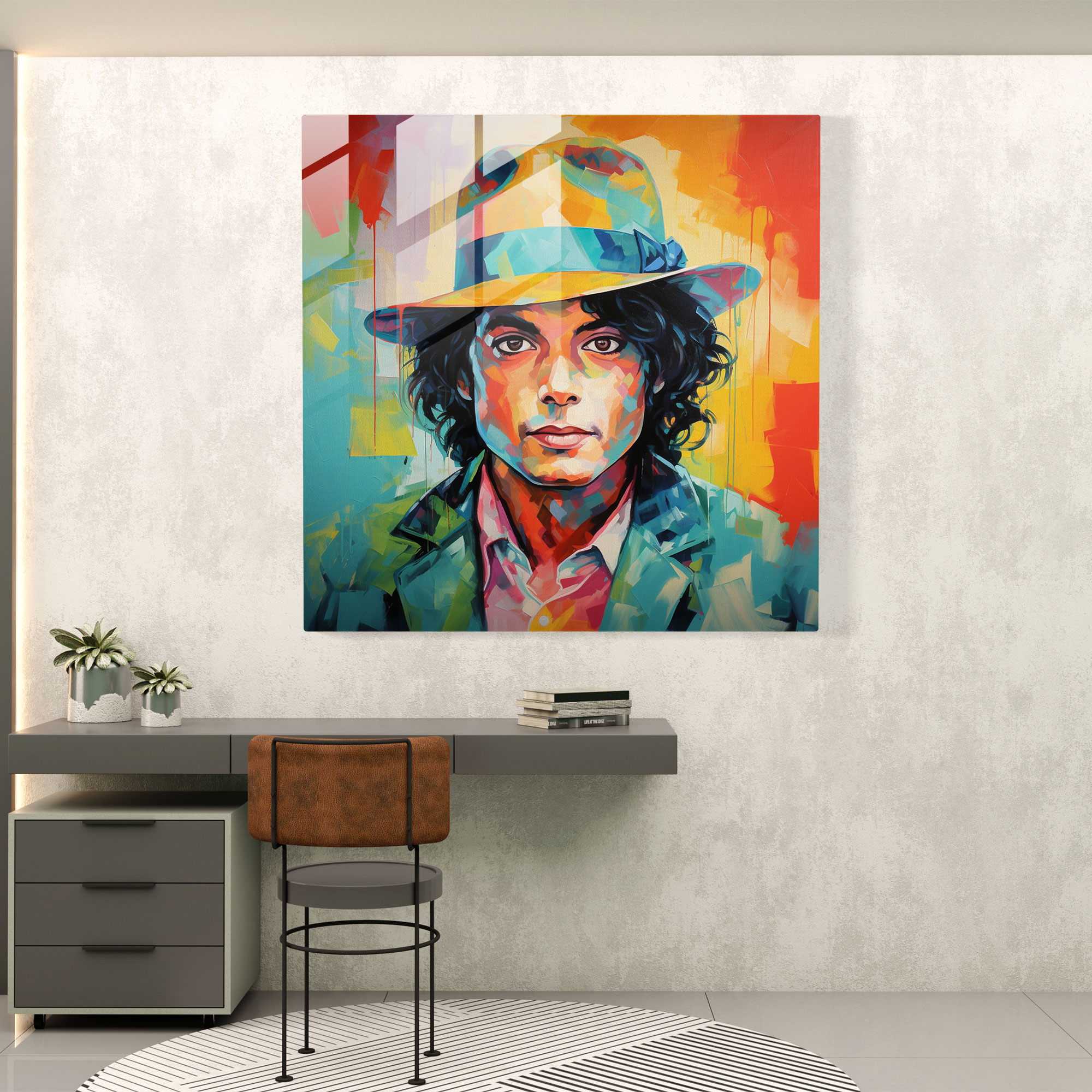Michael Jackson Pop Art Glass Print - Micheal Jackson, Glass Art, Colorful Portrait, Michael Jackson