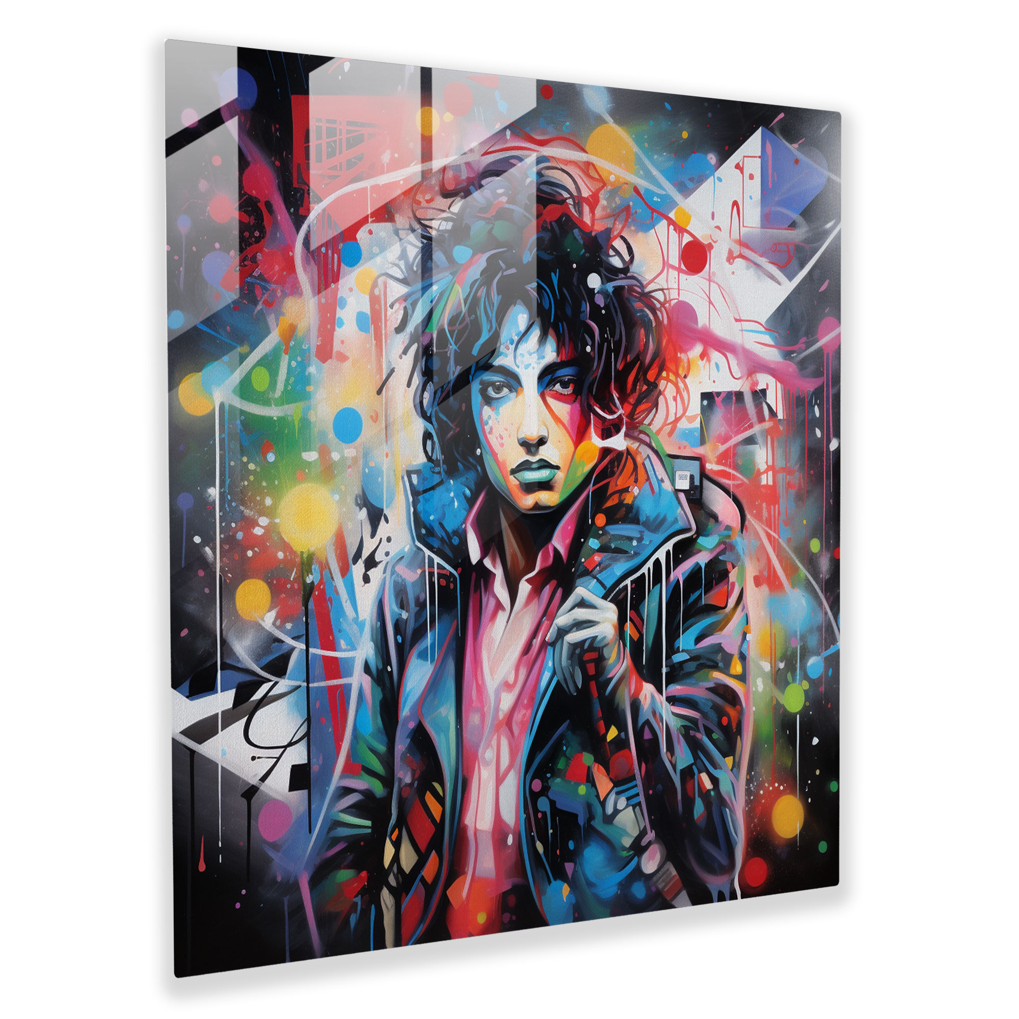 Graffiti Glasbild von Michael Jackson - Abstrakte Darstellung Glasbild.