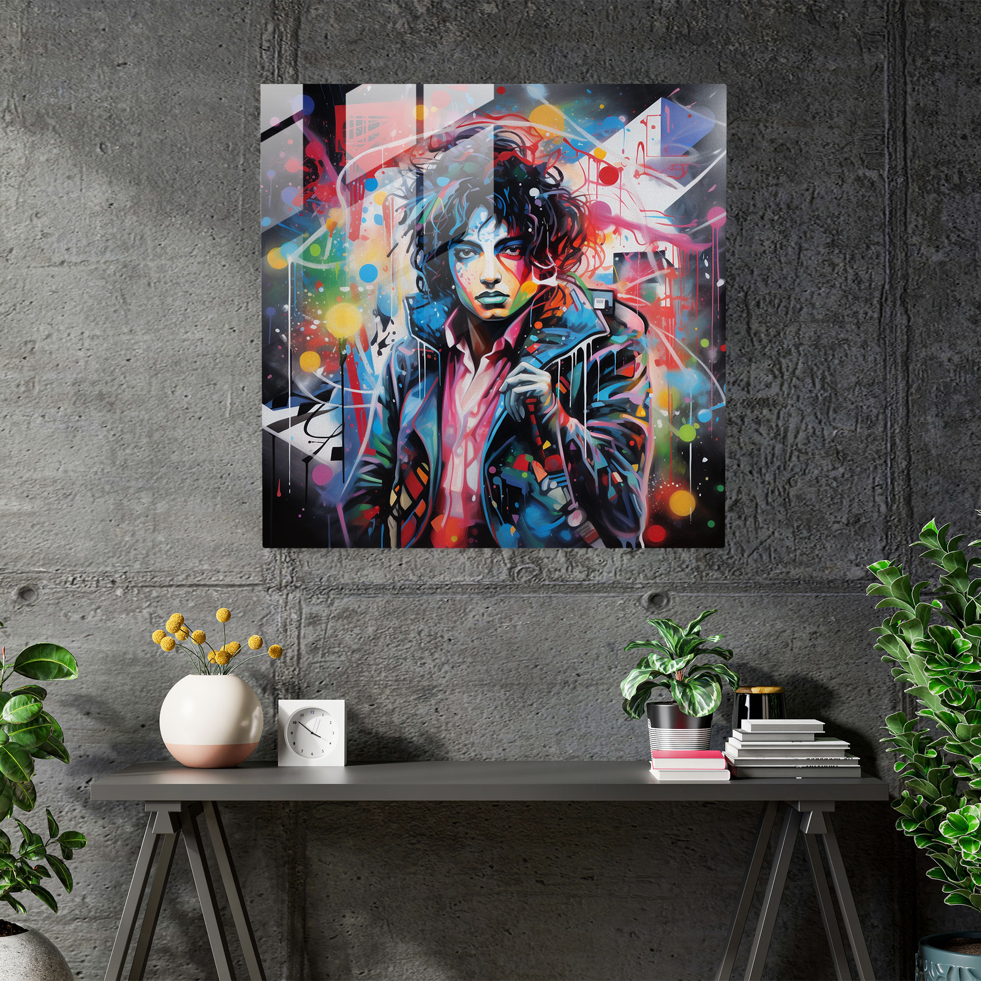 Graffiti Glasbild von Michael Jackson - Abstrakte Darstellung Glasbild.