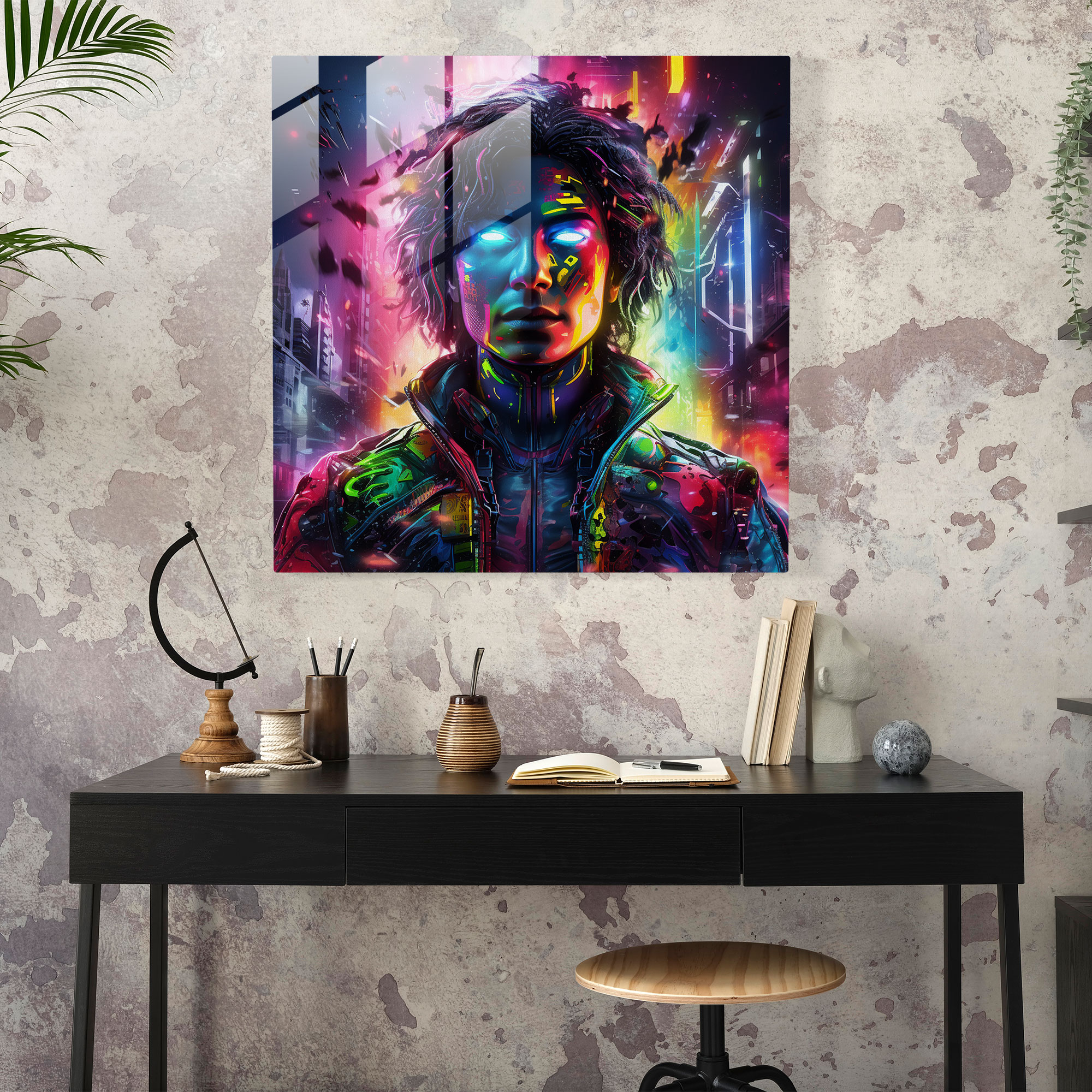 Michael Jackson Neon Glass Print - Micheal Jackson, Modern Art, Michael Jackson, Home Decoration