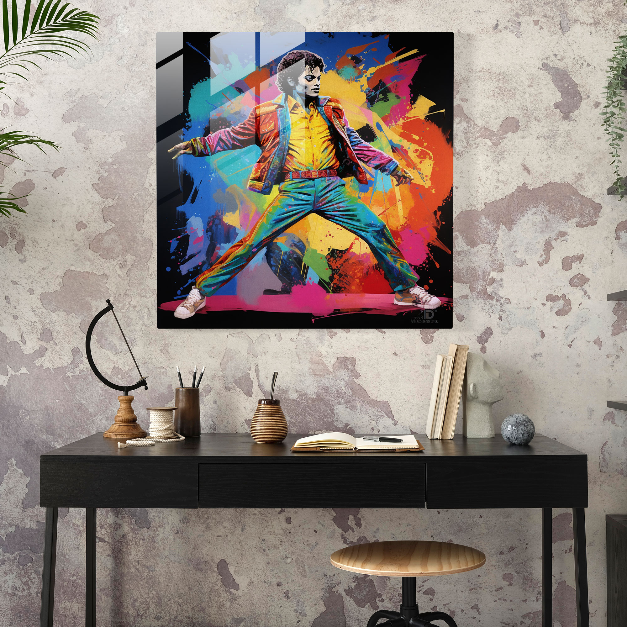 Michael Jackson Glasbild Collage - Pop Art Leinwandbild