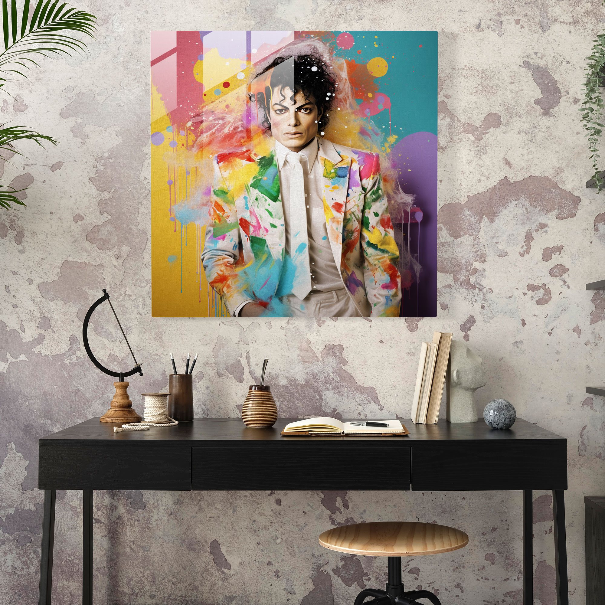 Modern Twist Michael Jackson Glass Print - Micheal Jackson, Wall Decoration, Glass Print, Modern Art