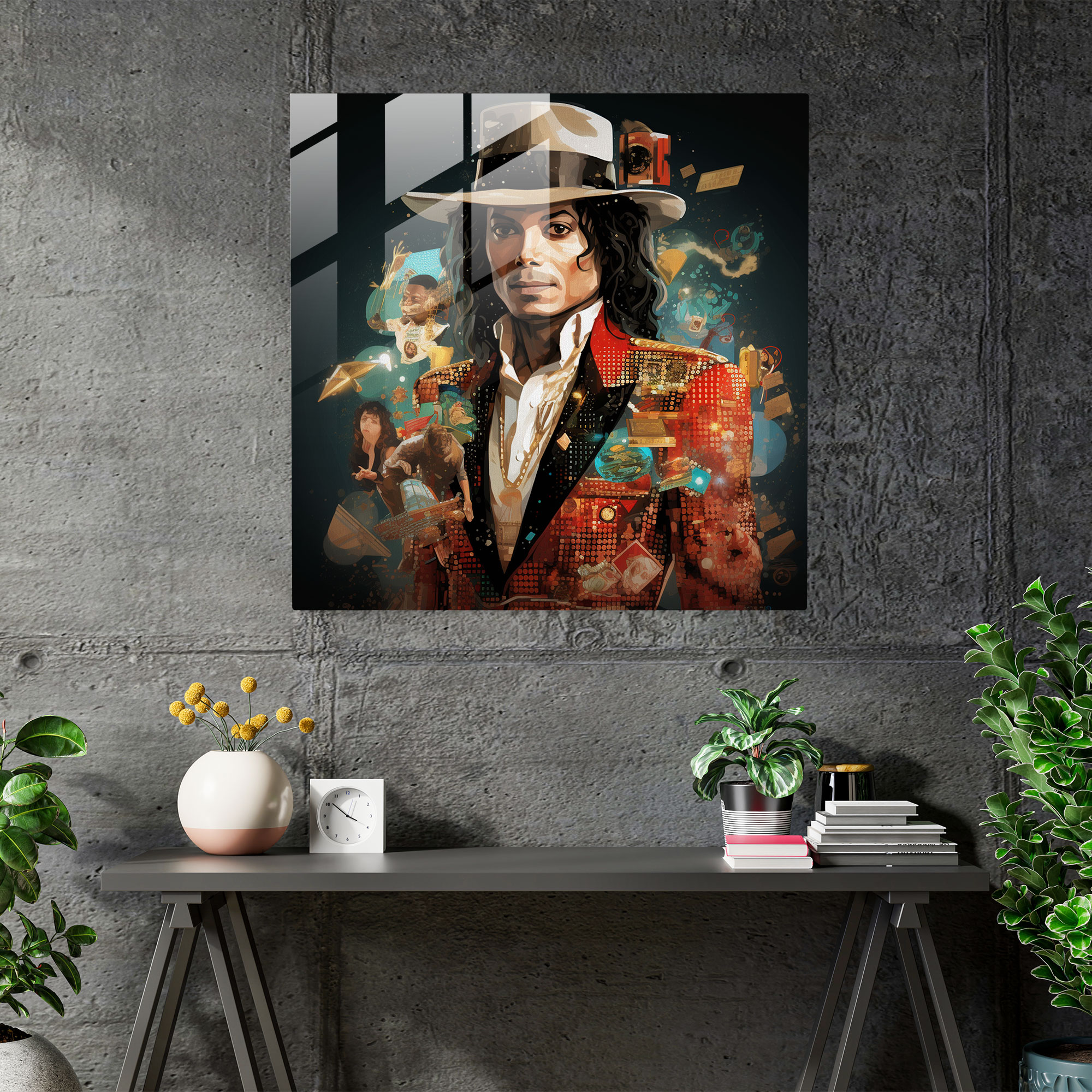 Micheal Jackson Legacy Glass Print - Micheal Jackson, Collage, Glass Wall Art, Modern Art