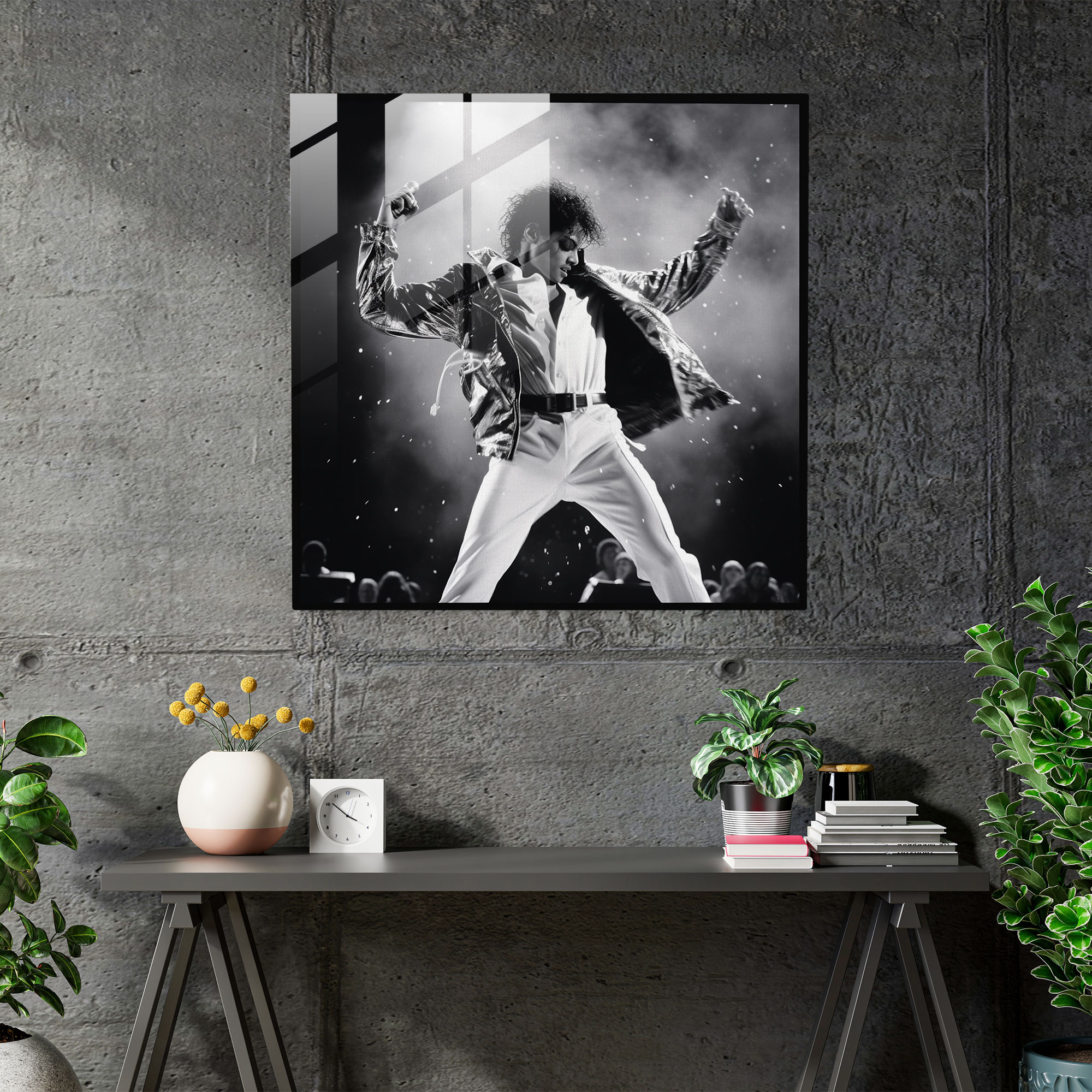Micheal Jackson Live Performance Glasbild - Wanddekoration Glas Kunst