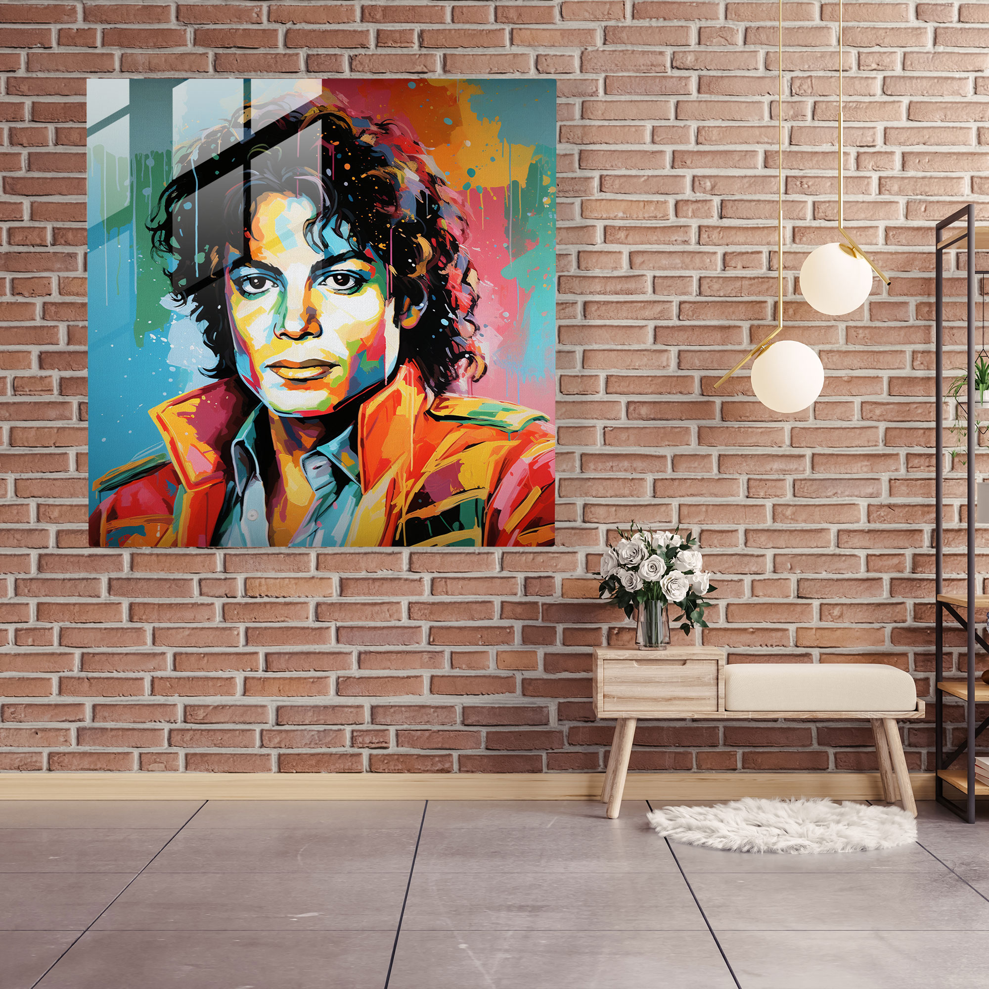 Micheal Jackson Pop-Art Glasbild - Kunstwerk auf Glas Wanddekoration