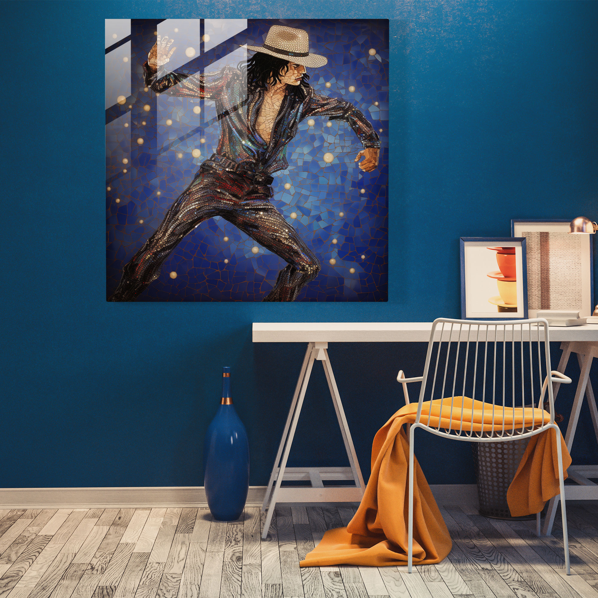 Micheal Jackson Moonwalk Glasbild-Mosaik - Leinwandbild Dekoration für Zuhause