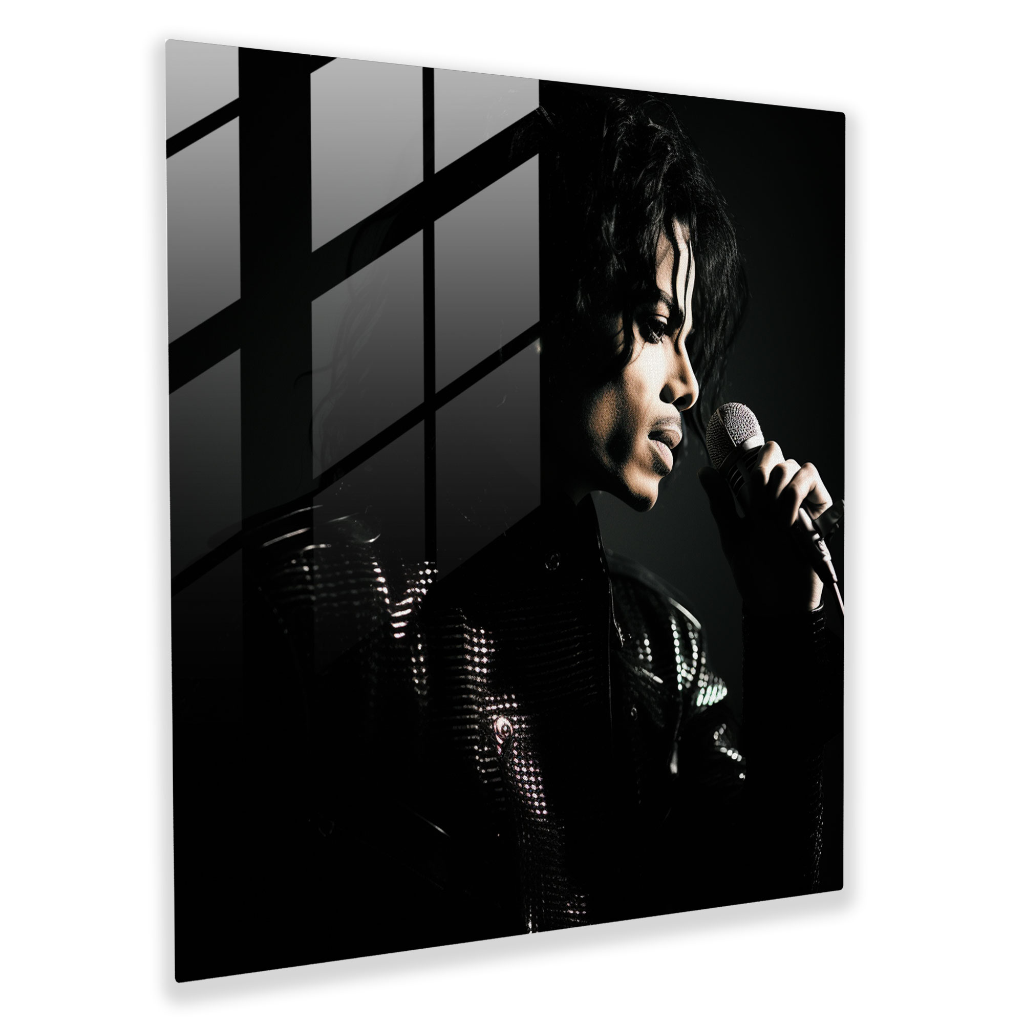 Micheal Jackson Dramatic Portrait Glass Print - Micheal Jackson, Wall Decoration, Micheal Jackson, Dramatic Lighting
