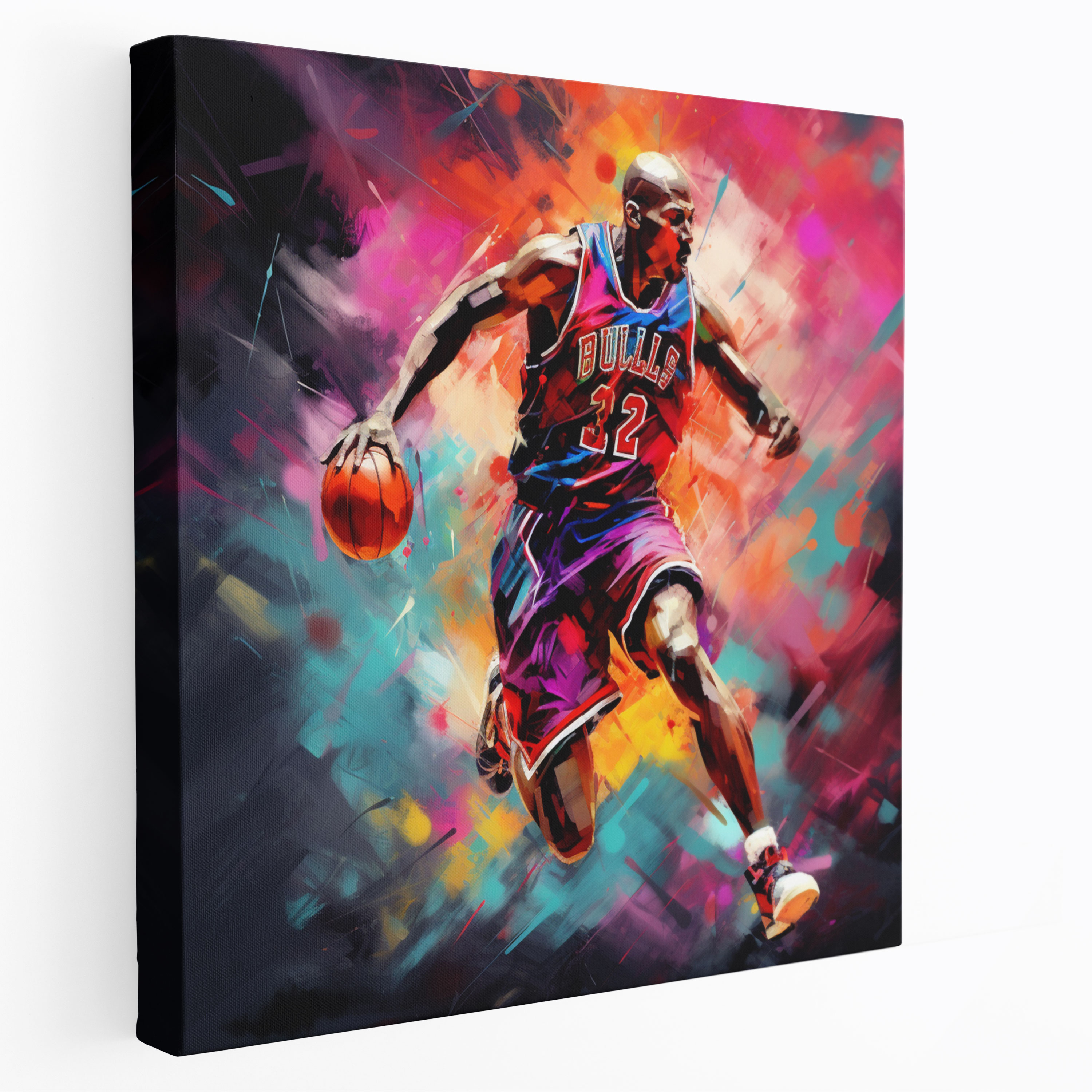 Micheal Jordan Canvas Print - Dynamic Brush Strokes - Micheal Jordan, Wall Art, Canvas, Micheal Jordan