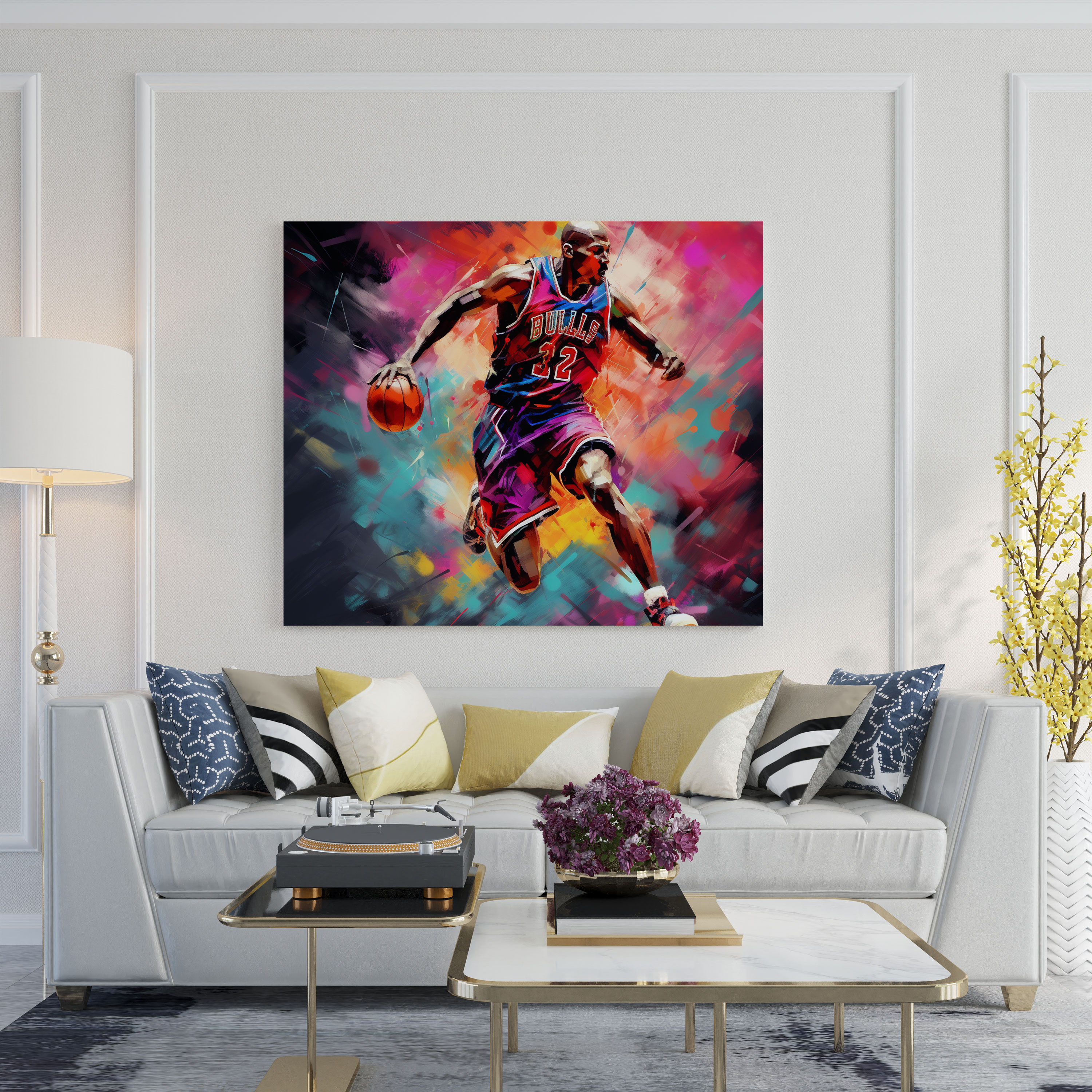 Micheal Jordan Canvas Print - Dynamic Brush Strokes - Micheal Jordan, Wall Art, Canvas, Micheal Jordan
